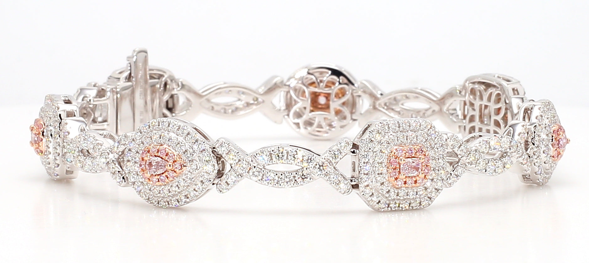 Natural Pink Cushion Diamond Bracelet Gia Certified