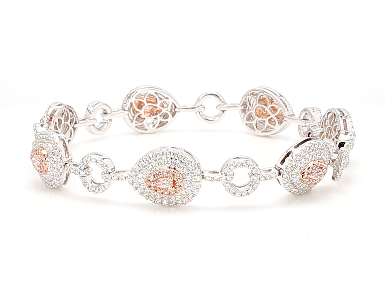 Natural Pink Pear Diamond Bracelet Gia Certified