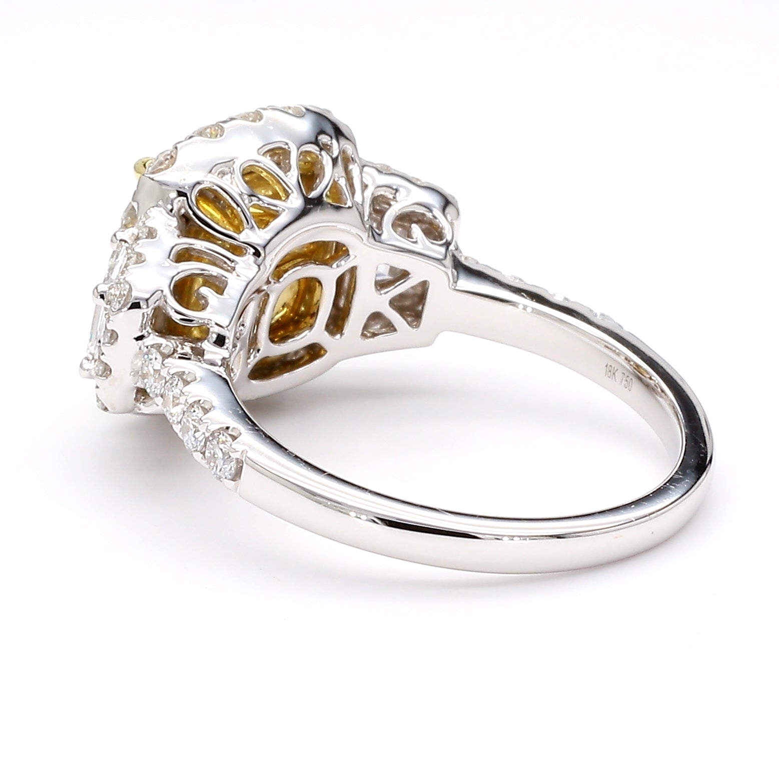 Natural Yellow Cushion Diamond Ring Gia Certified