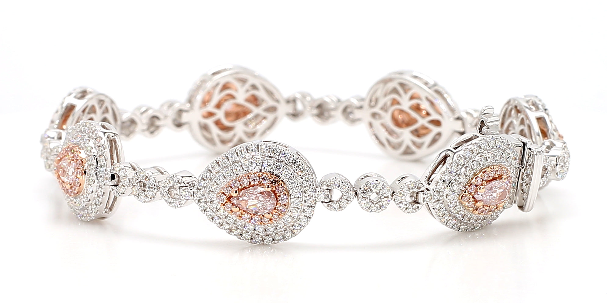 Natural Pink Pear Diamond Bracelet Gia Certified