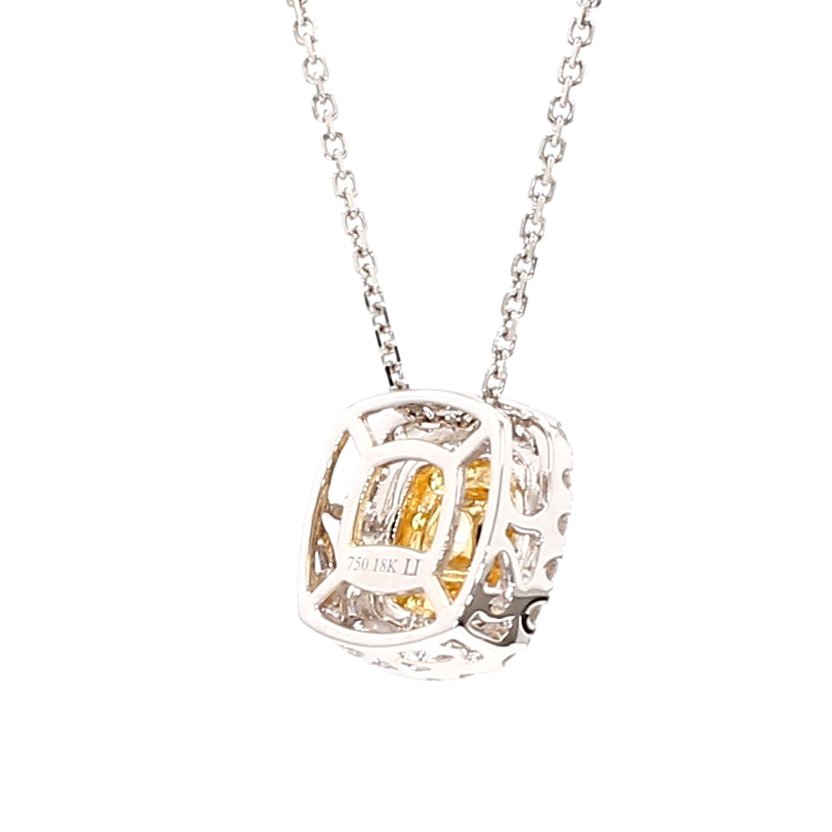 Natural Yellow Cushion Diamond Pendant