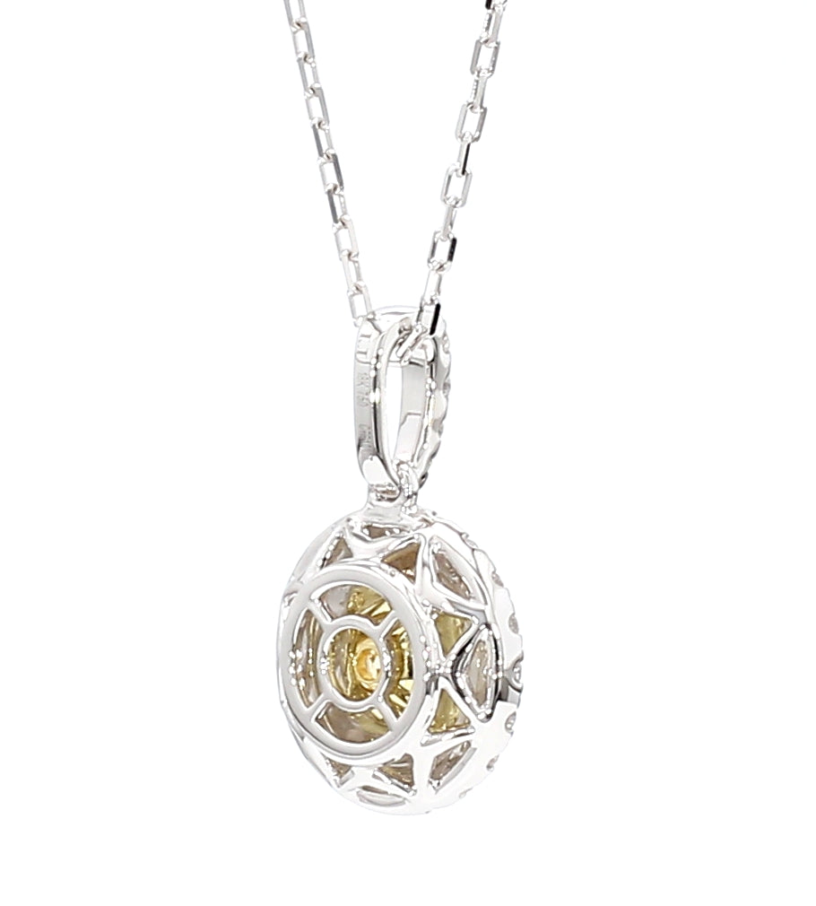 Natural Yellow Round Diamond Pendant Gia Certified