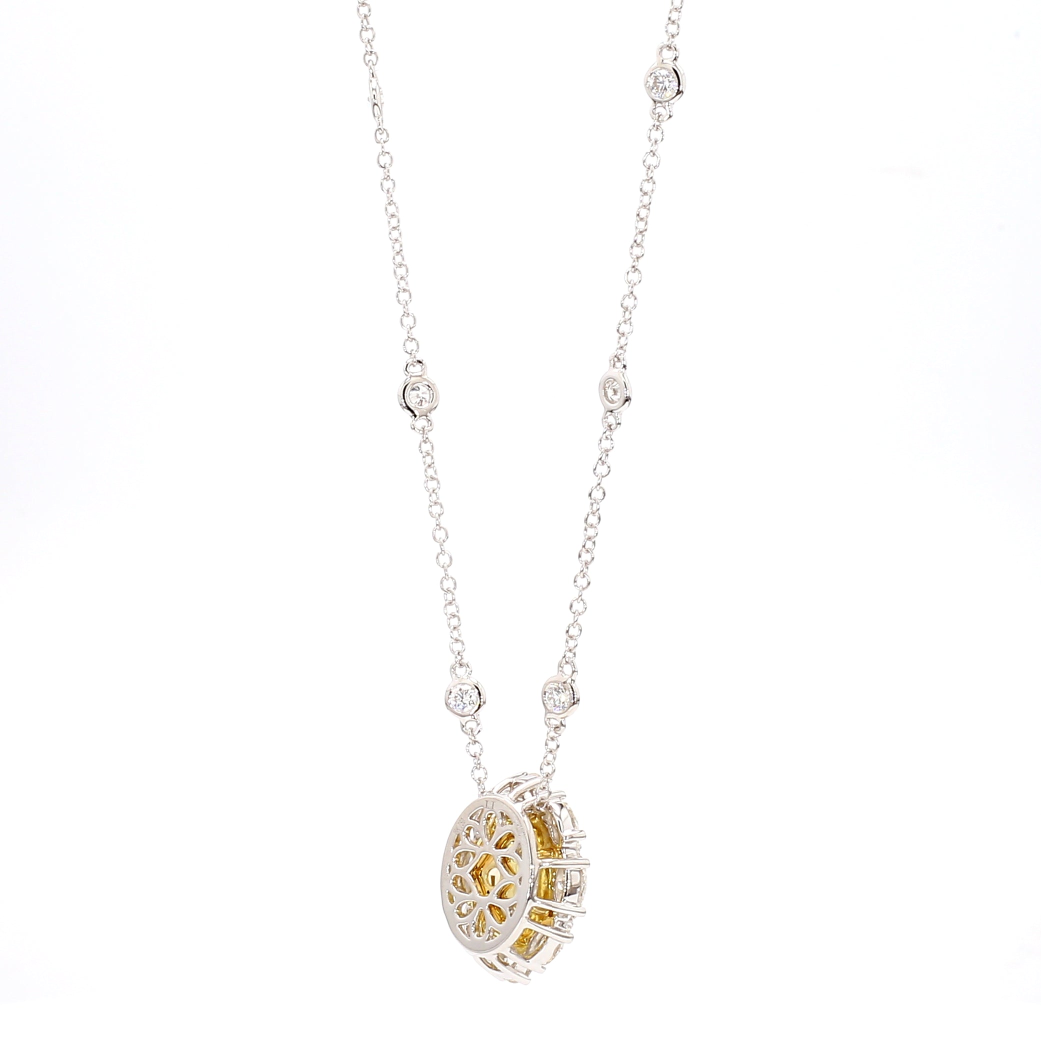 Natural Yellow Oval Diamond Necklace Gia Certified