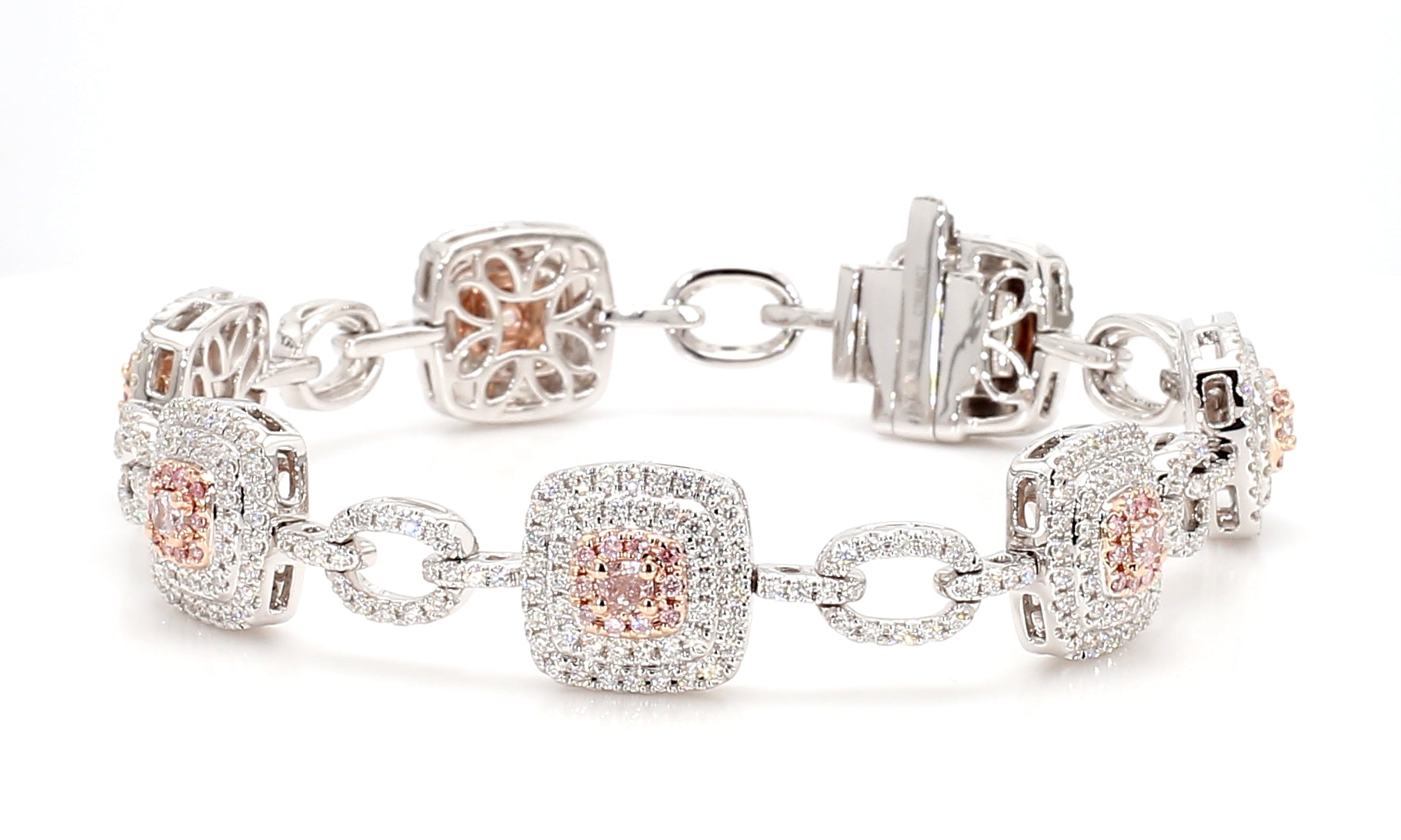 Natural Pink Cushion Diamond Bracelet Gia Certified