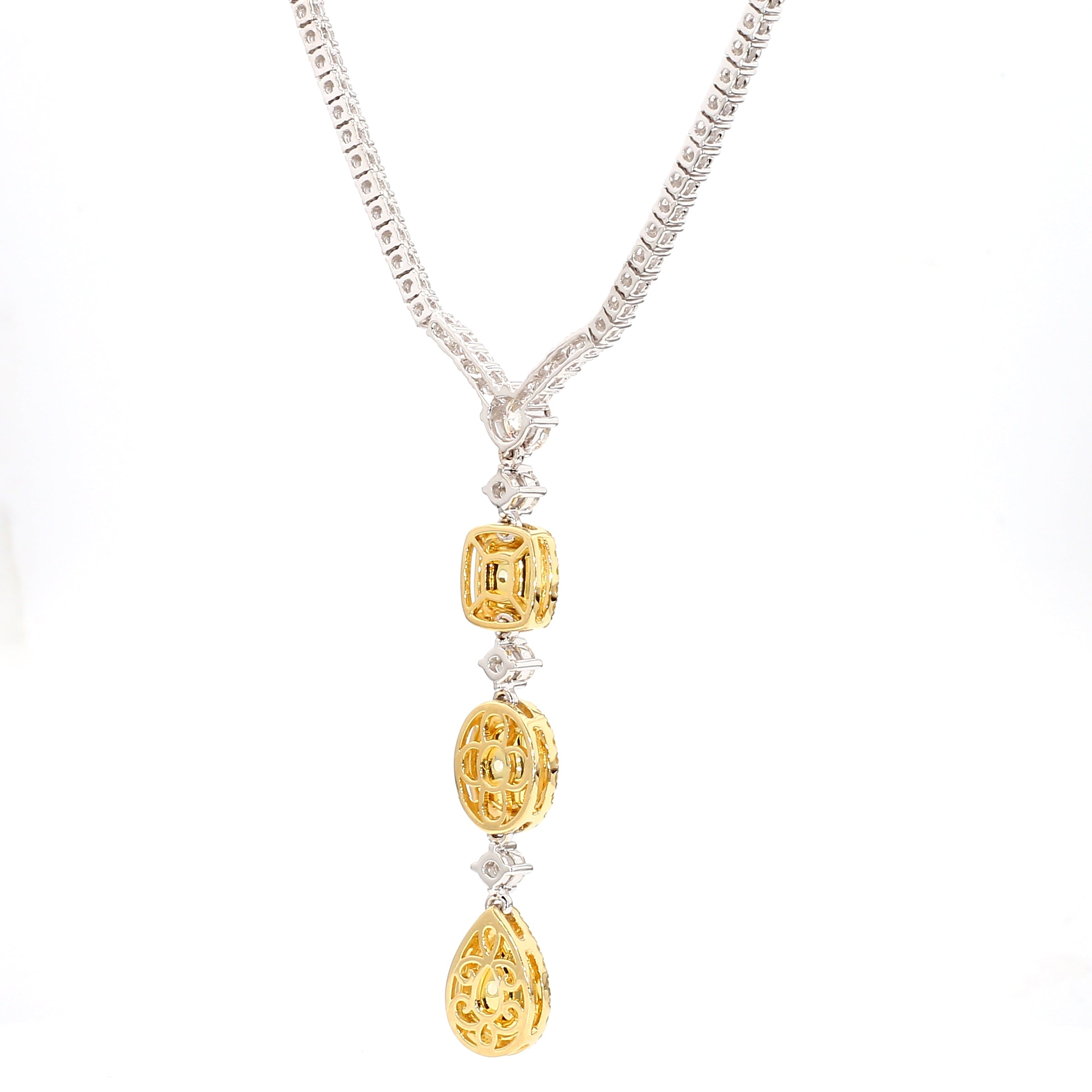 Natural Yellow Pear Diamond Necklace Gia Certified