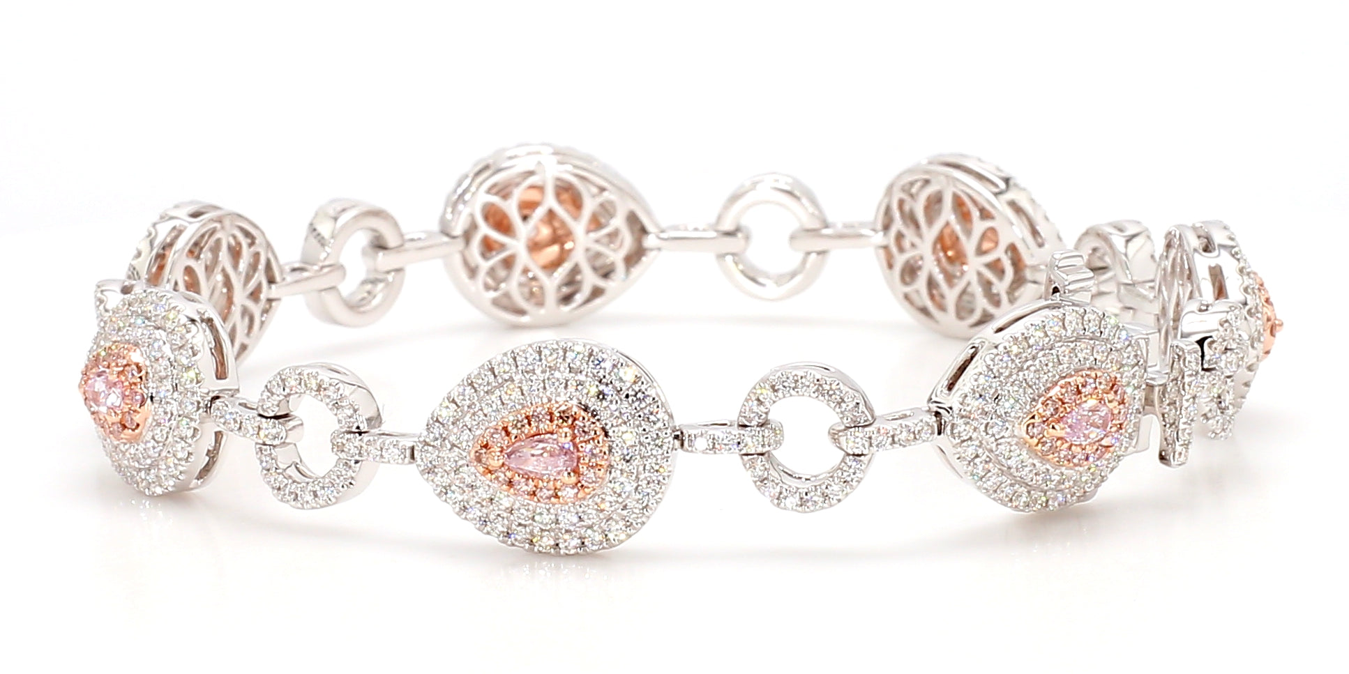 Natural Pink Pear Diamond Bracelet Gia Certified