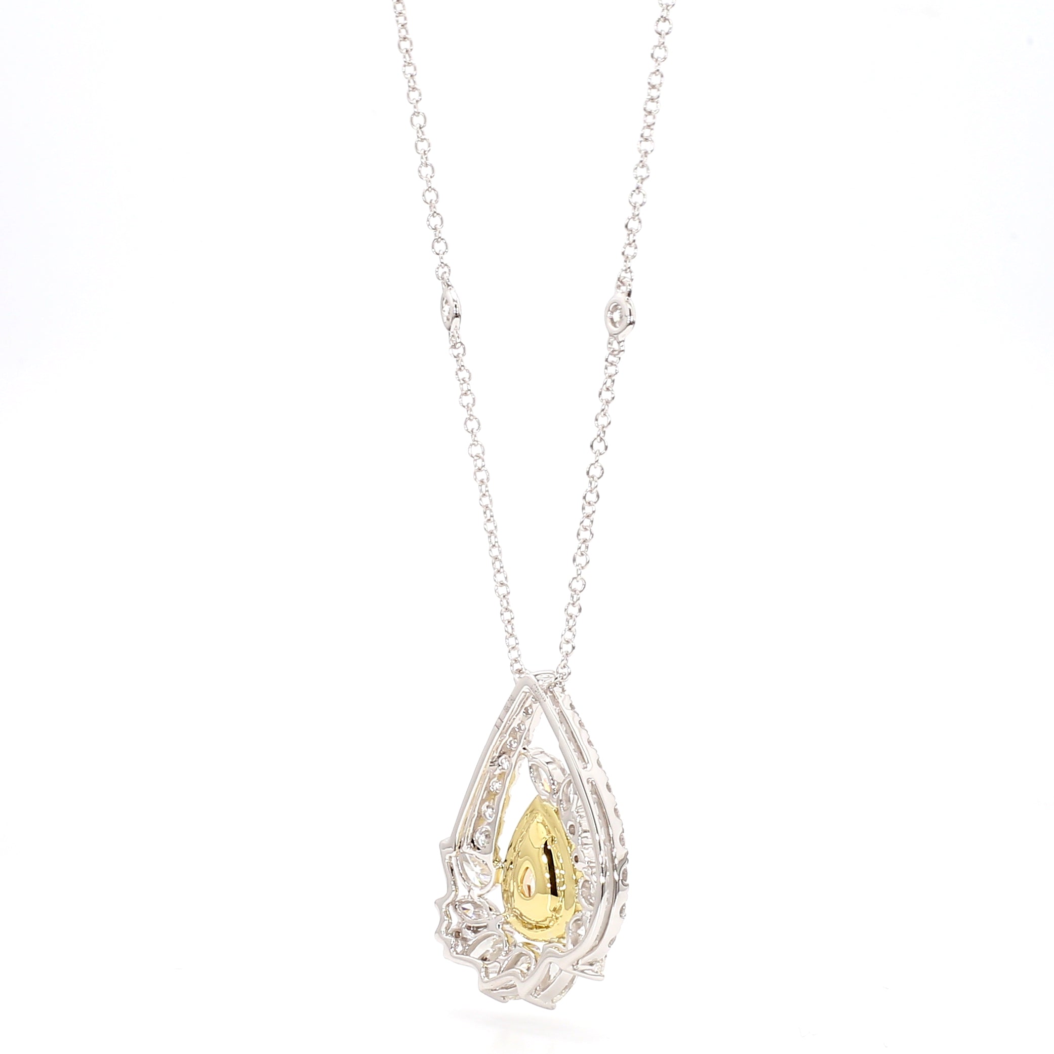 Natural Yellow Pear Diamond Necklace Gia Certified