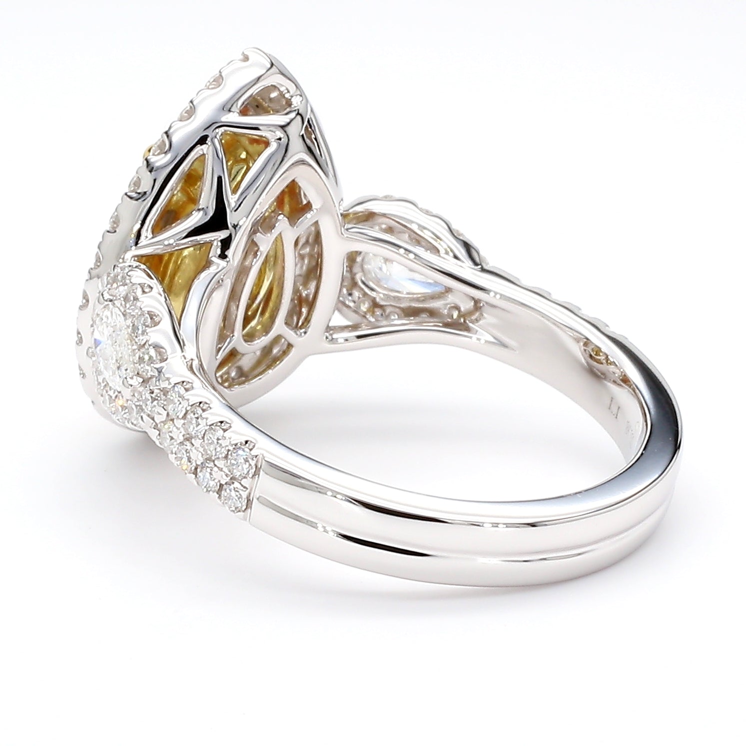 Natural Yellow Pear Diamond Ring Gia Certified