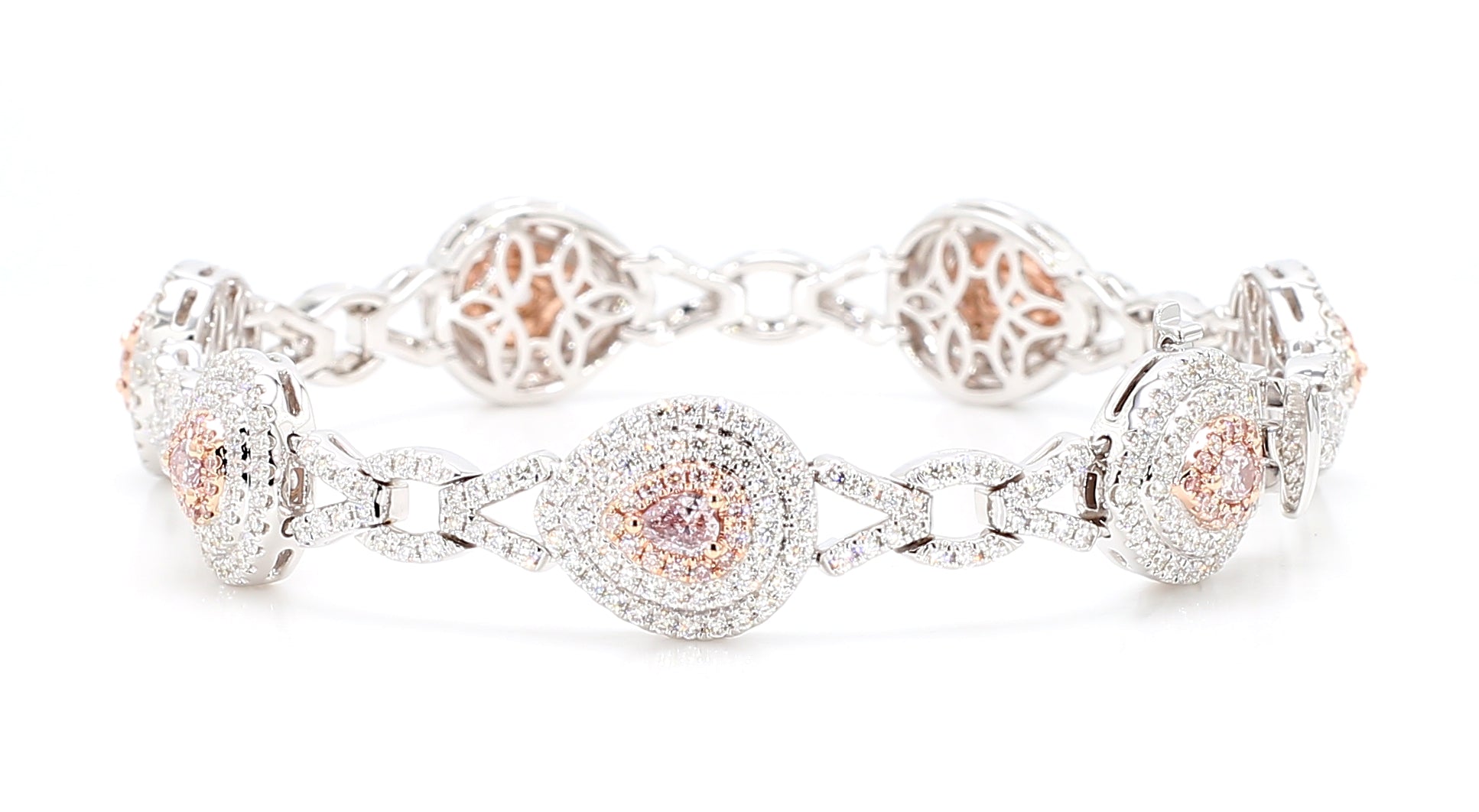 Natural Pink Pear Diamond Bracelet Gia Certified