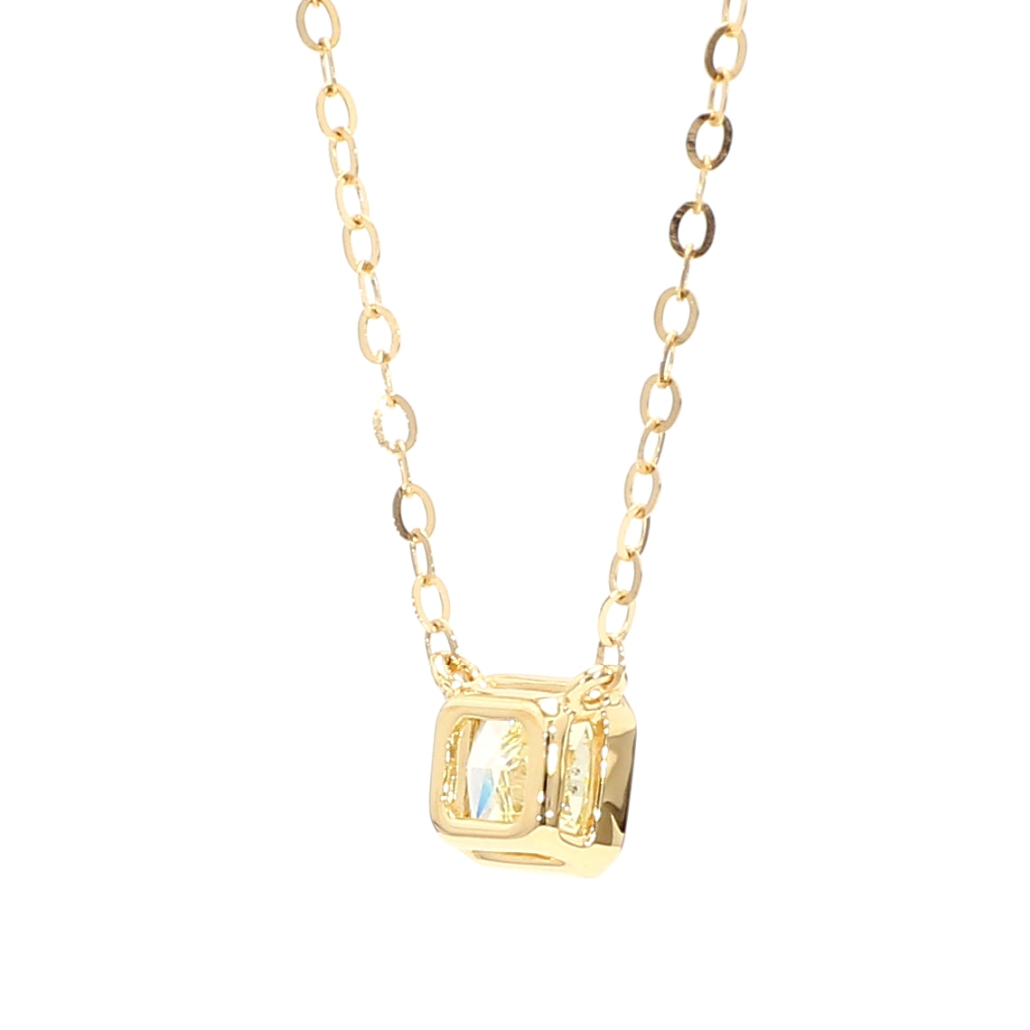 Natural Yellow Radiant Diamond Necklace Gia Certified