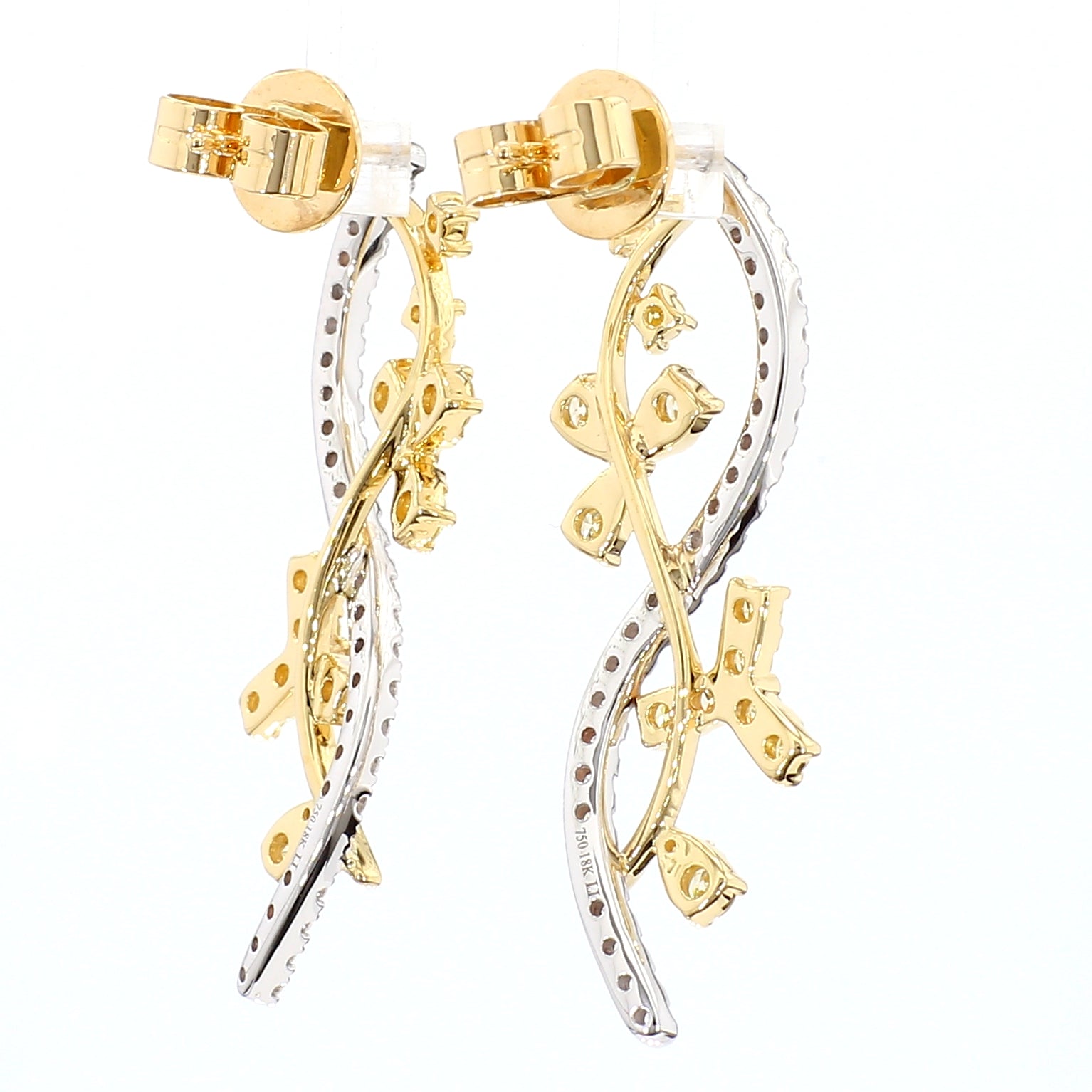 Natural Yellow Round Diamond Earring