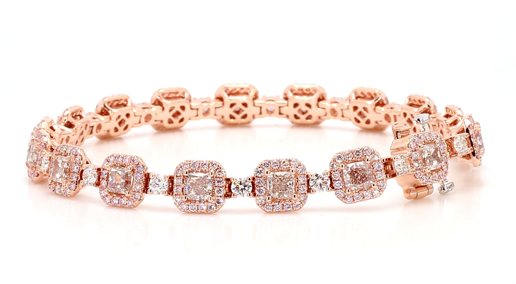 Natural Pink Cushion Diamond Bracelet Gia CERTIFIED