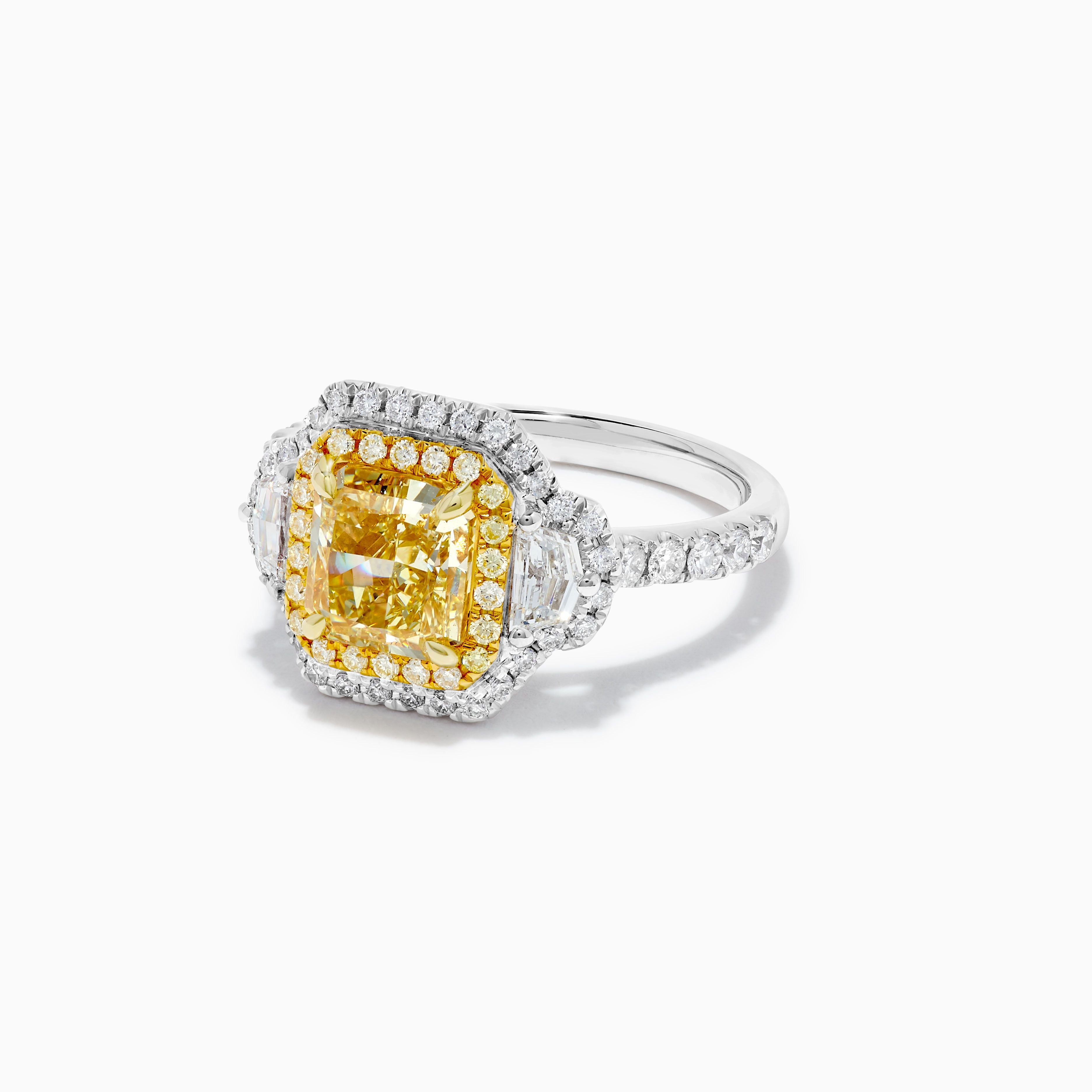 GIA Yellow Radiant Cut & White Diamond Ring JR2P60GH