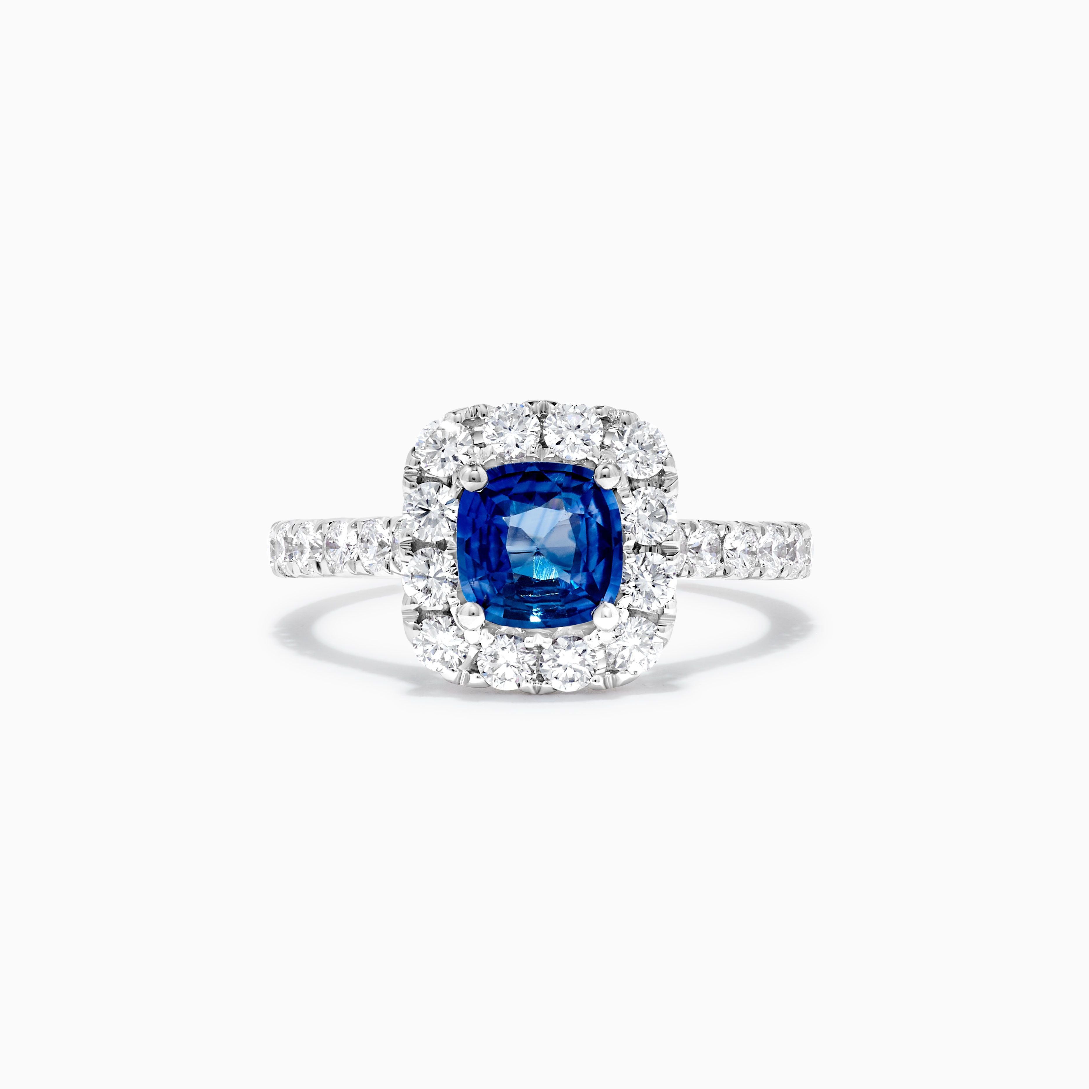 Cushion Blue Sapphire and White Diamond Ring JRC253GH