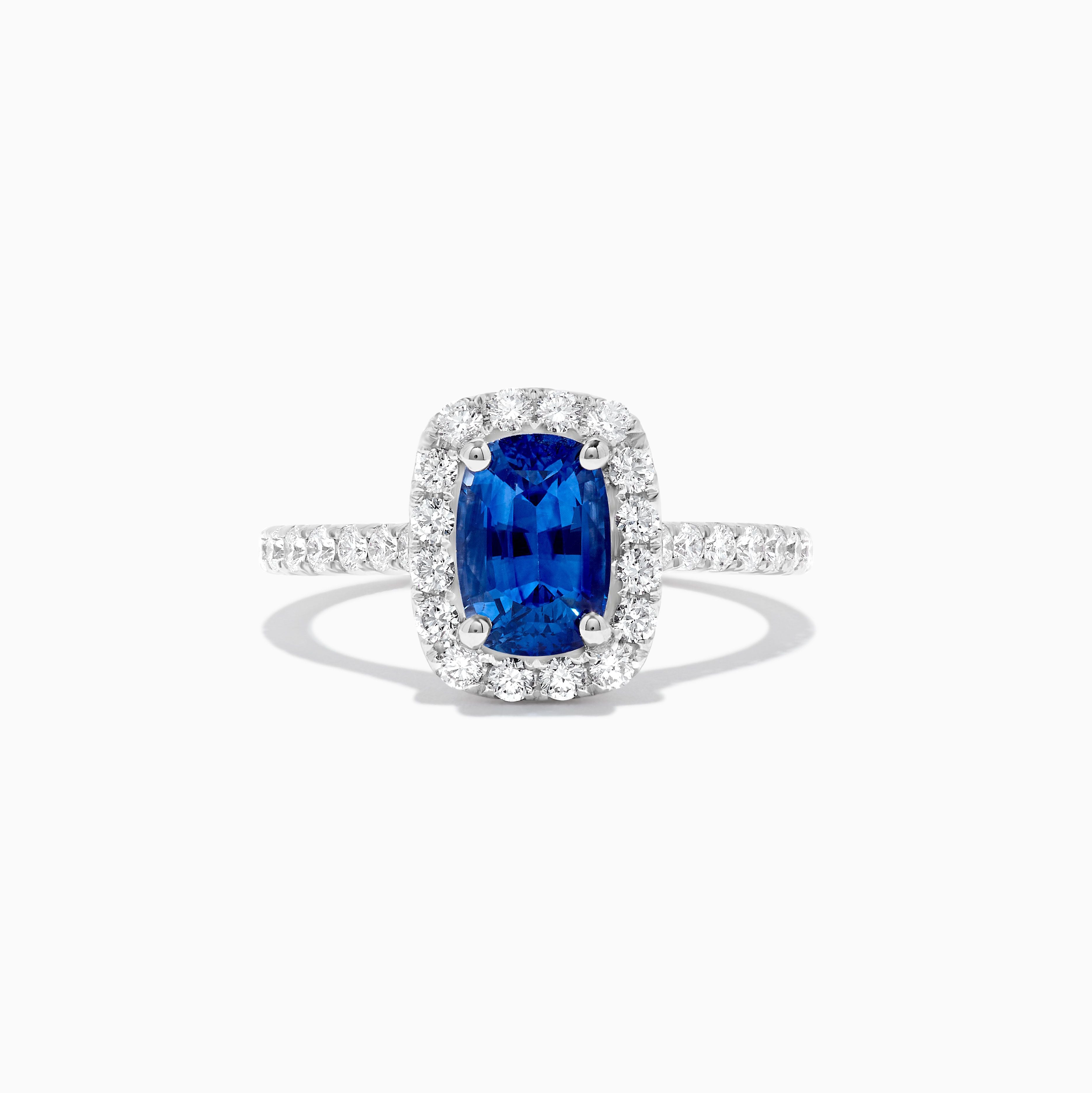 Cushion Blue Sapphire and White Diamond Ring JRC250GH