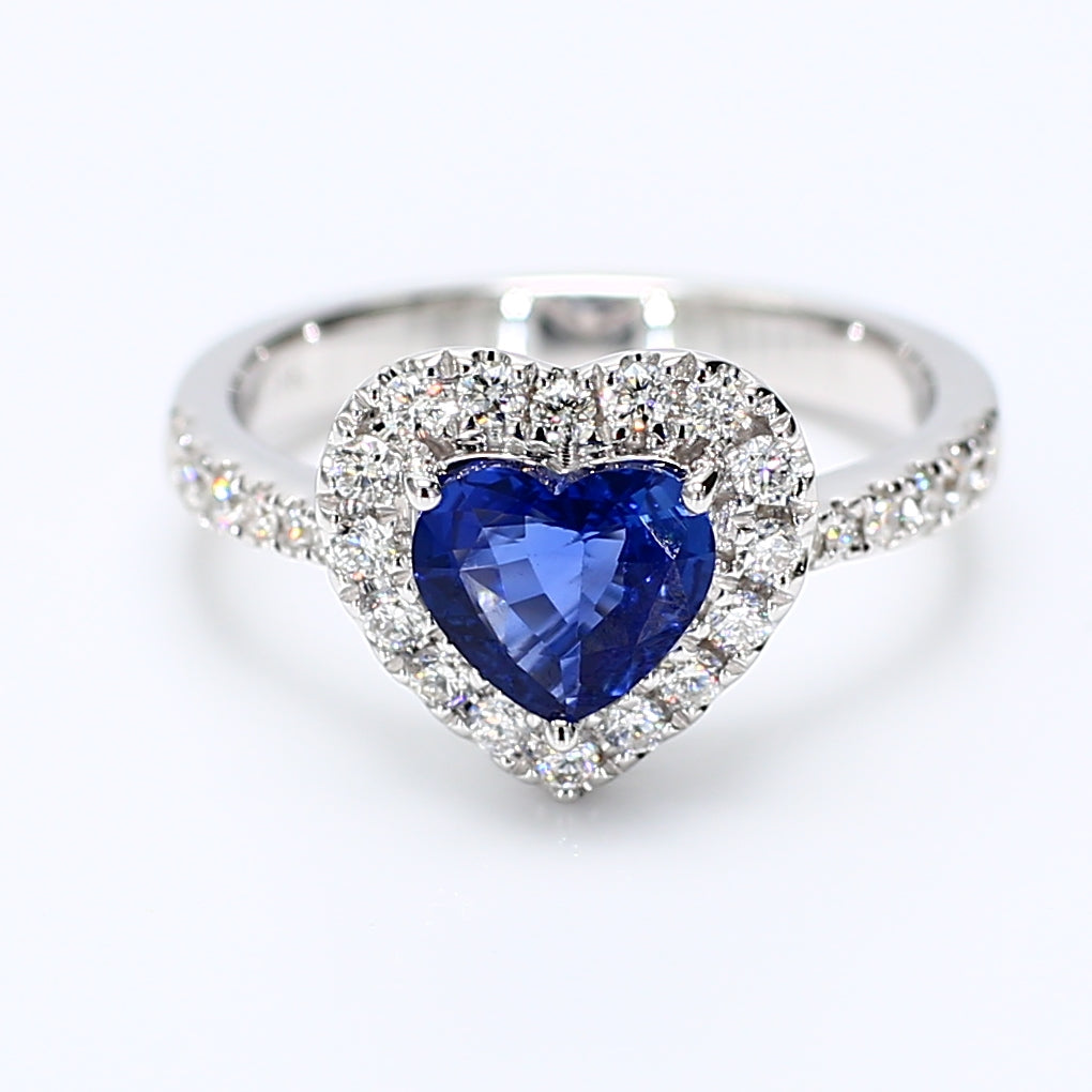 Natural Blue Heart Sapphire & White Diamond Ring product image 1