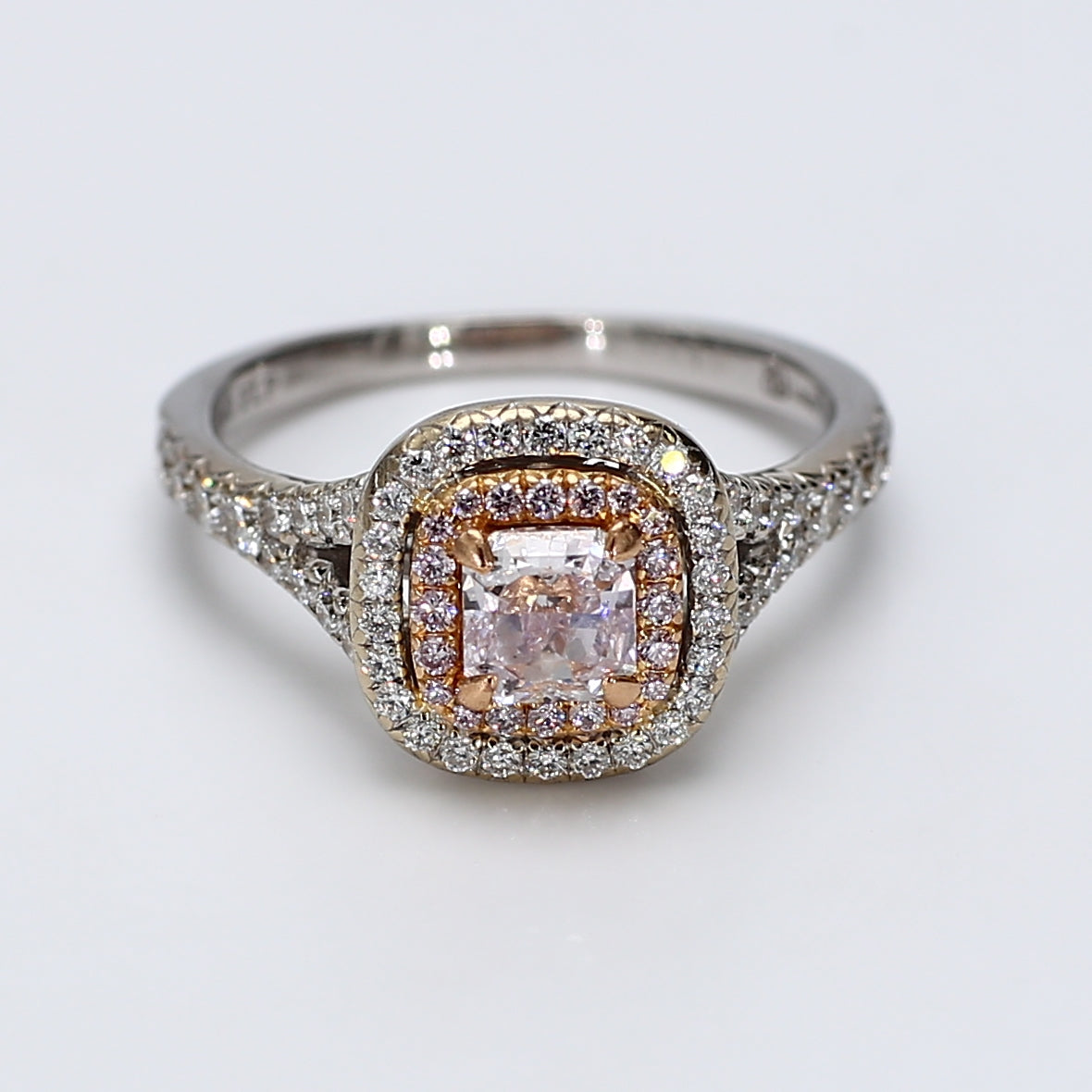 Natural Purple Cushion Diamond Ring Gia Certified