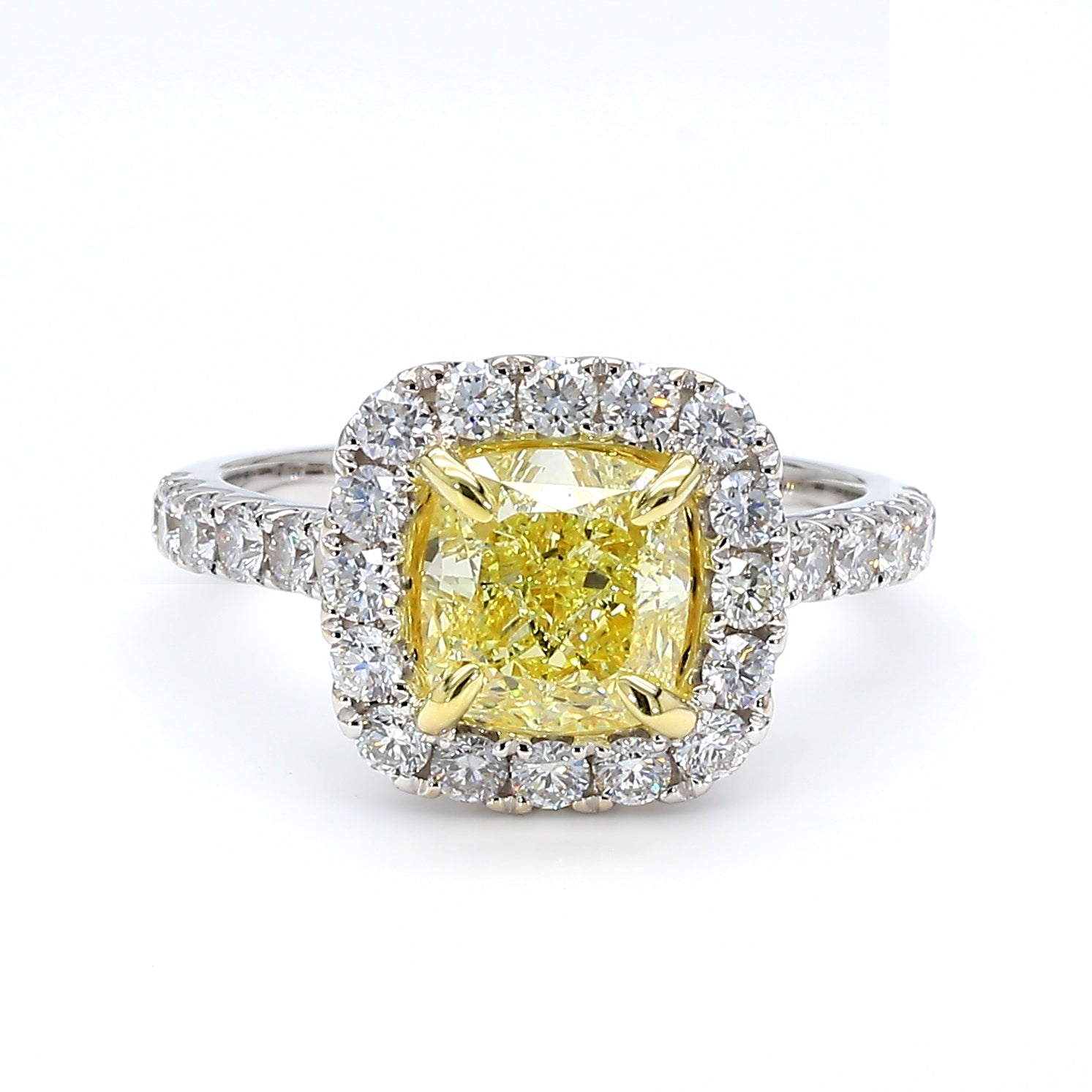 Natural Yellow Cushion Diamond Ring Gia Certified
