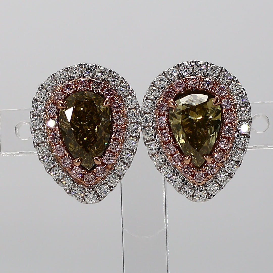 Natural Green Pear Diamond Earring GIA Certified product image 1