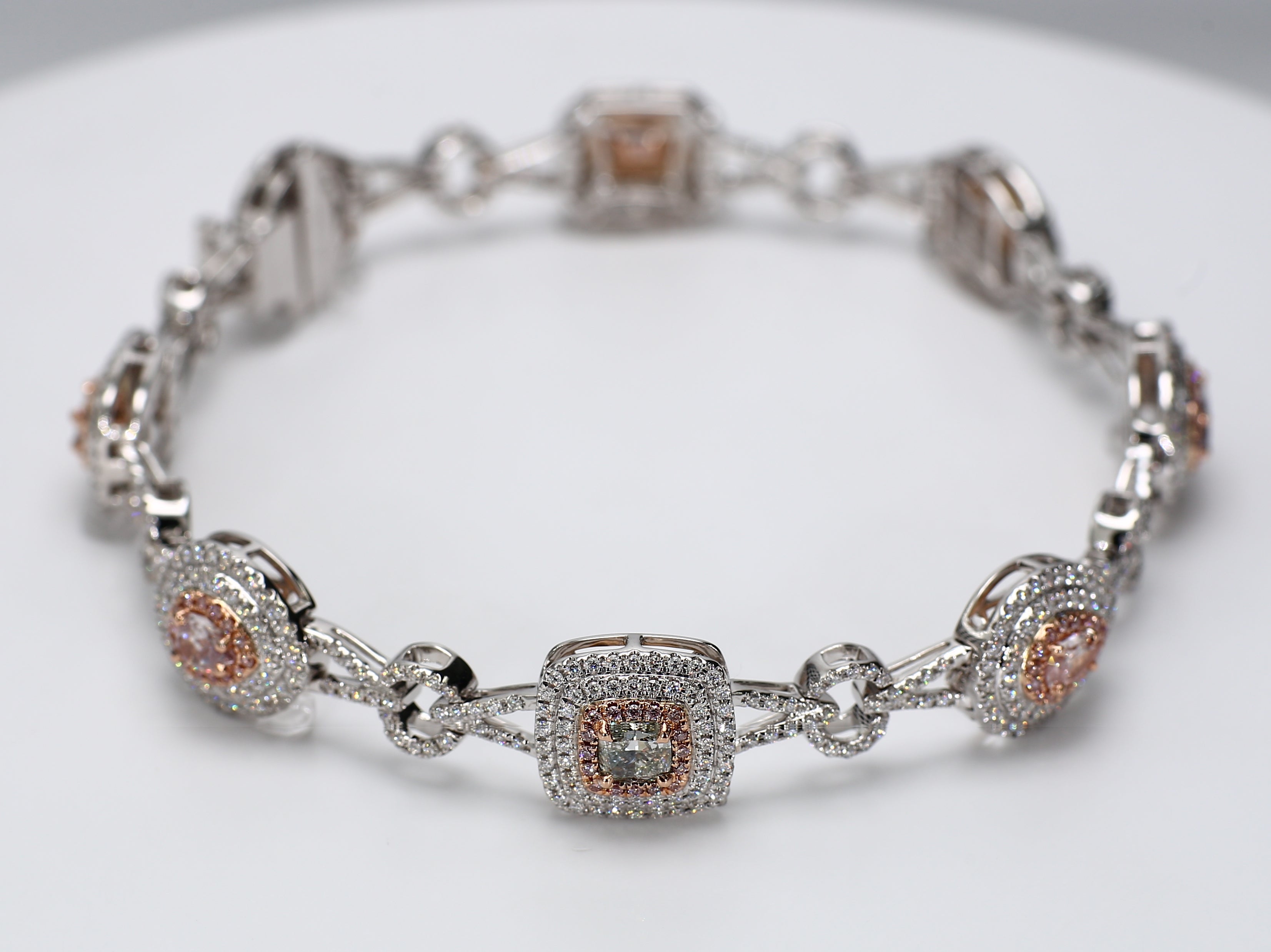 Natural Green Cushion Diamond Bracelet Gia Certified