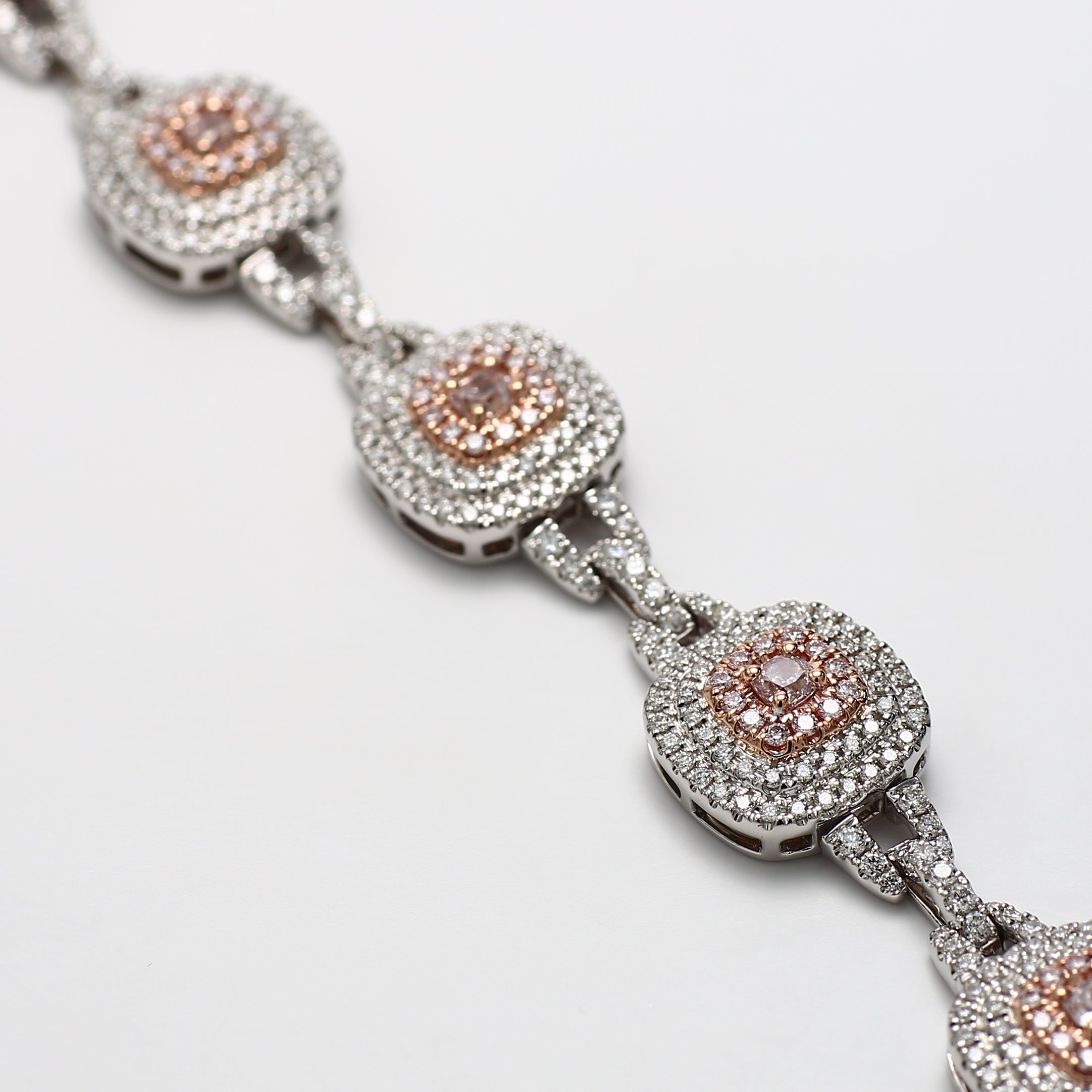 Natural Pink Cushion Diamond Bracelet Gia Certified