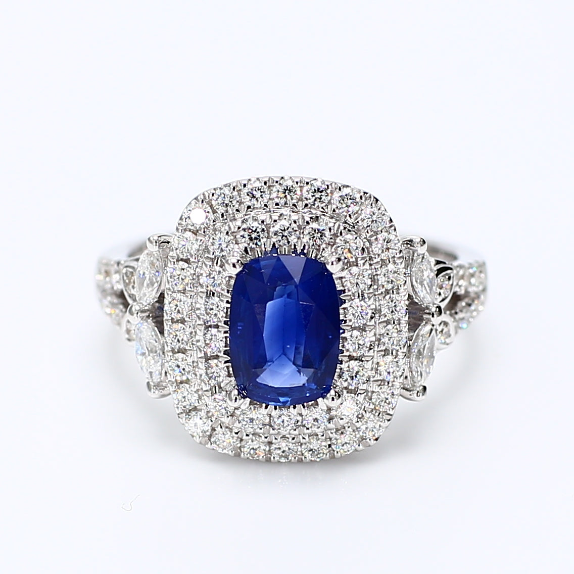 Natural Blue Cushion Sapphire & White Diamond Ring product image 1