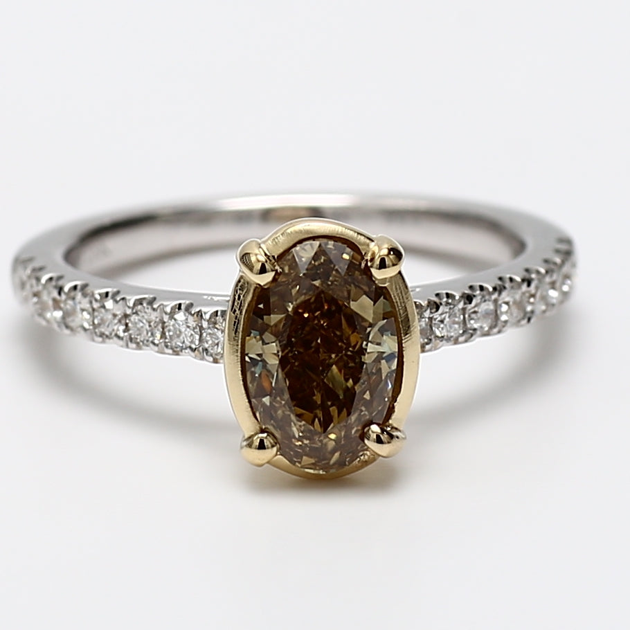Natural Yellow Oval Diamond Ring GIA Certified product image 1