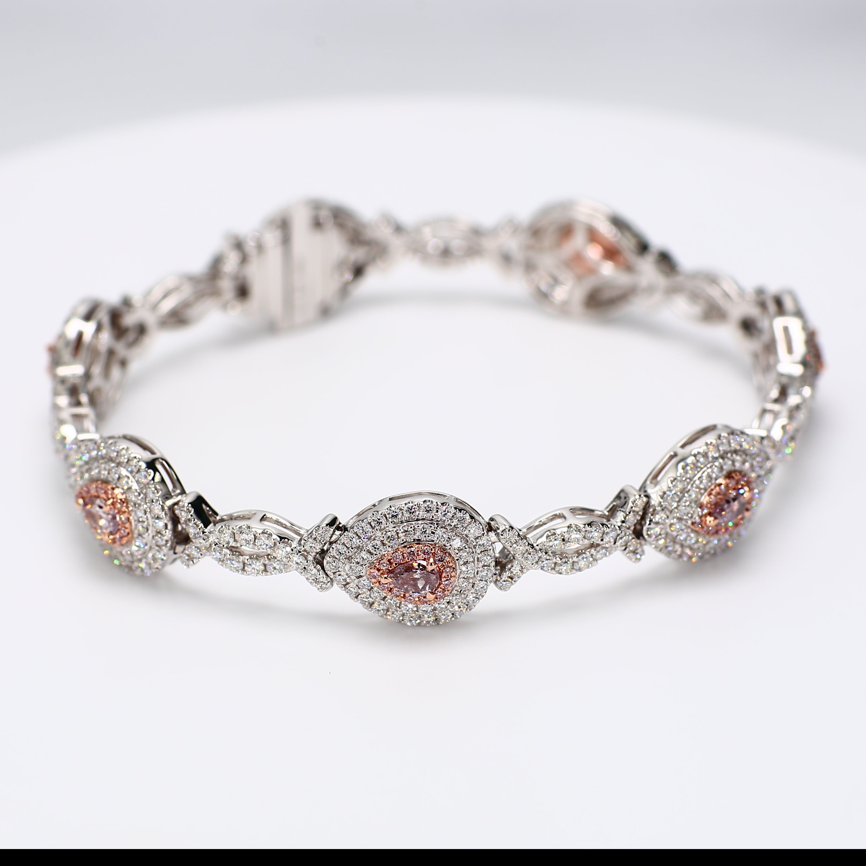 Natural Pink Pear Diamond Bracelet Gia Certified