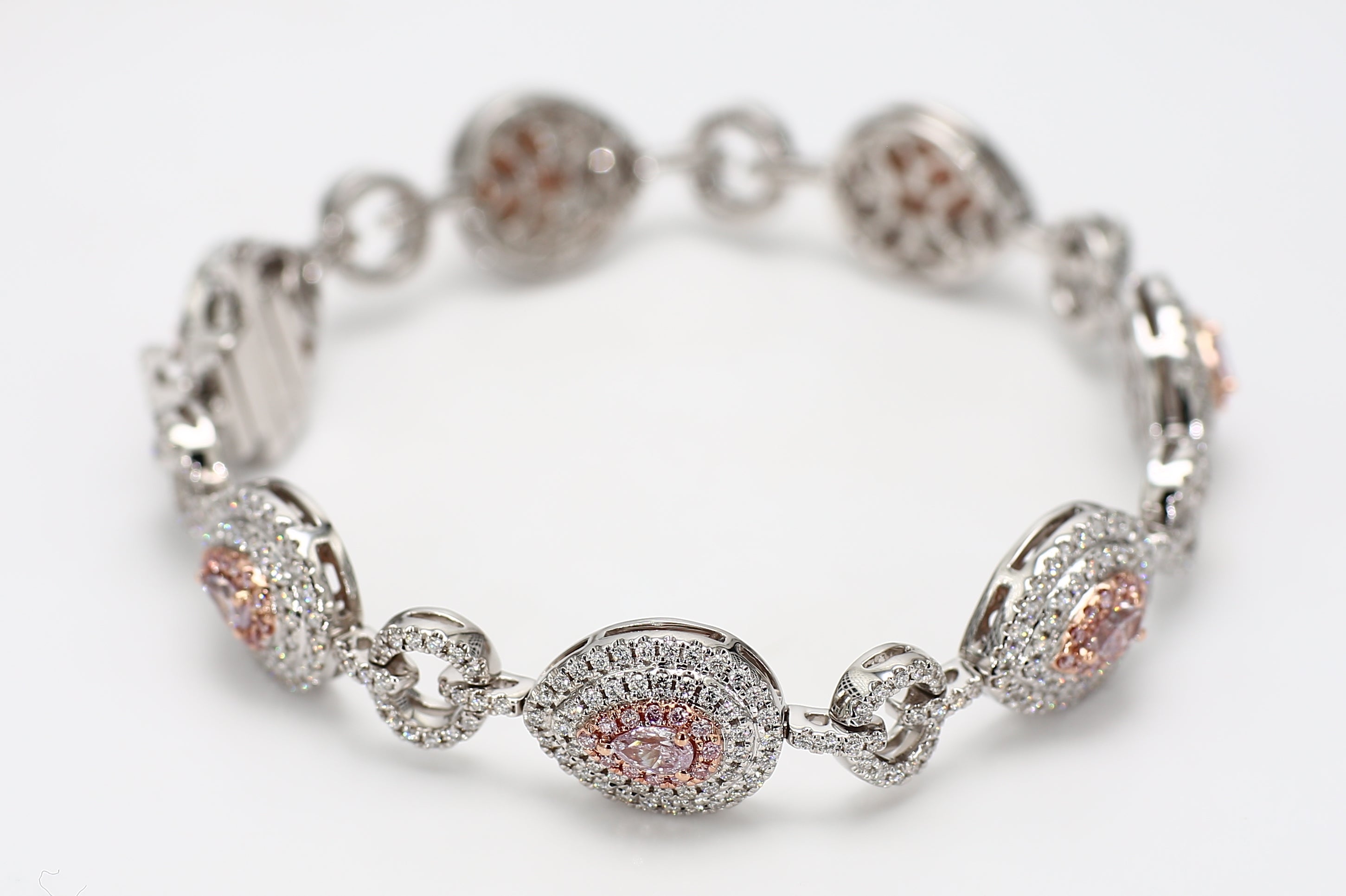 Natural Pink Pear Diamond Bracelet Gia Certified