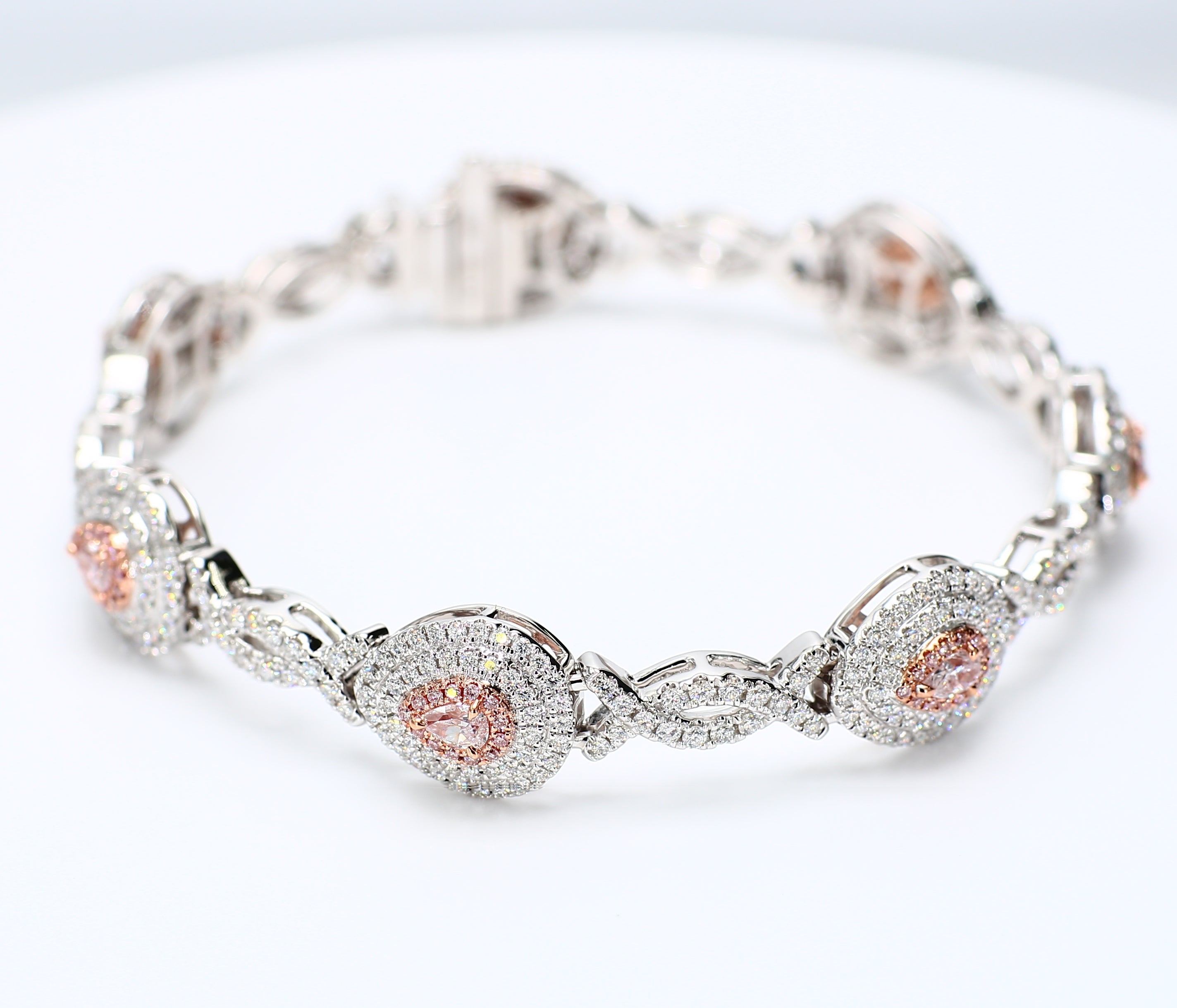 Natural Pink Pear Diamond Bracelet Gia Certified