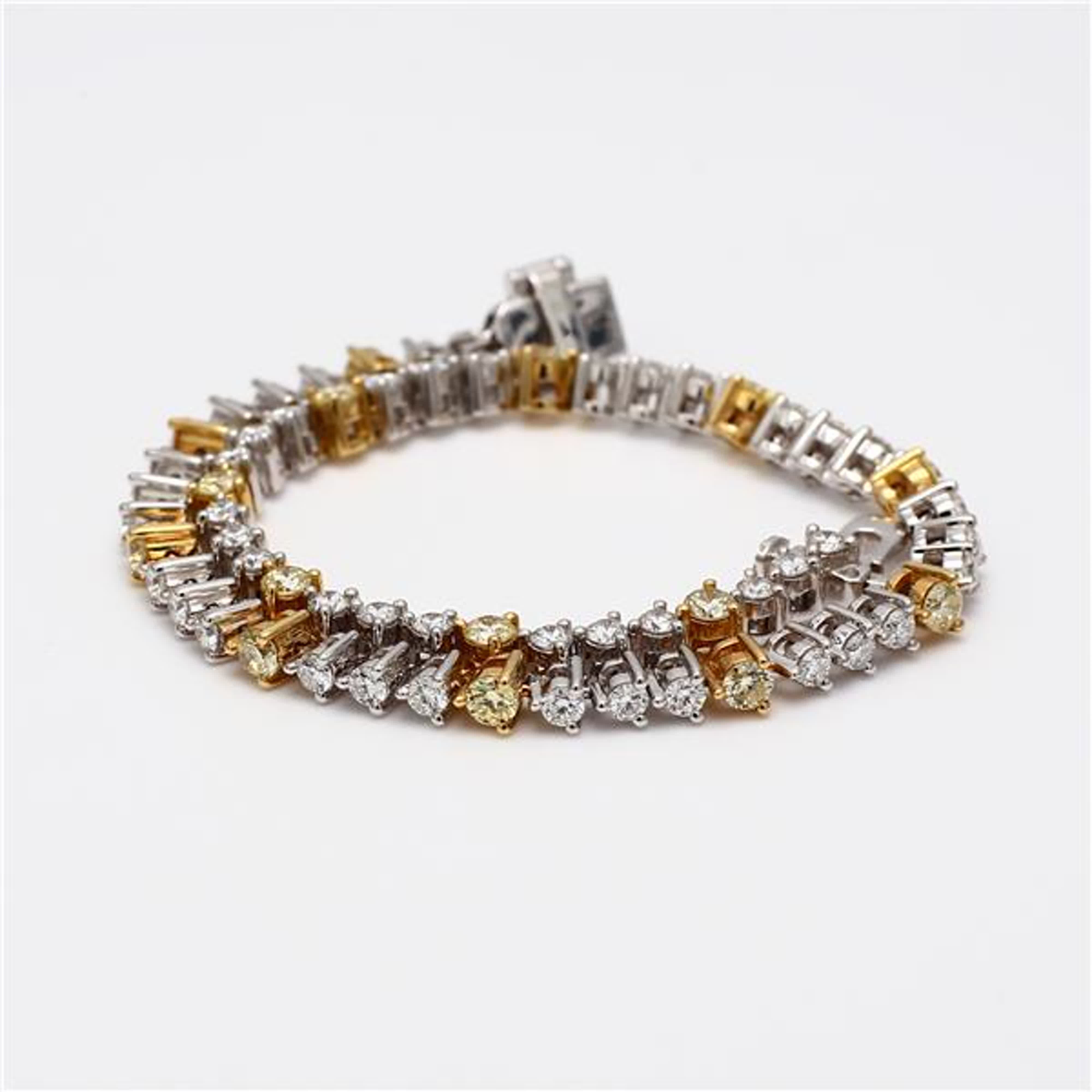 Natural Yellow Round and White Diamond 2.36 Carat TW Gold Bracelet