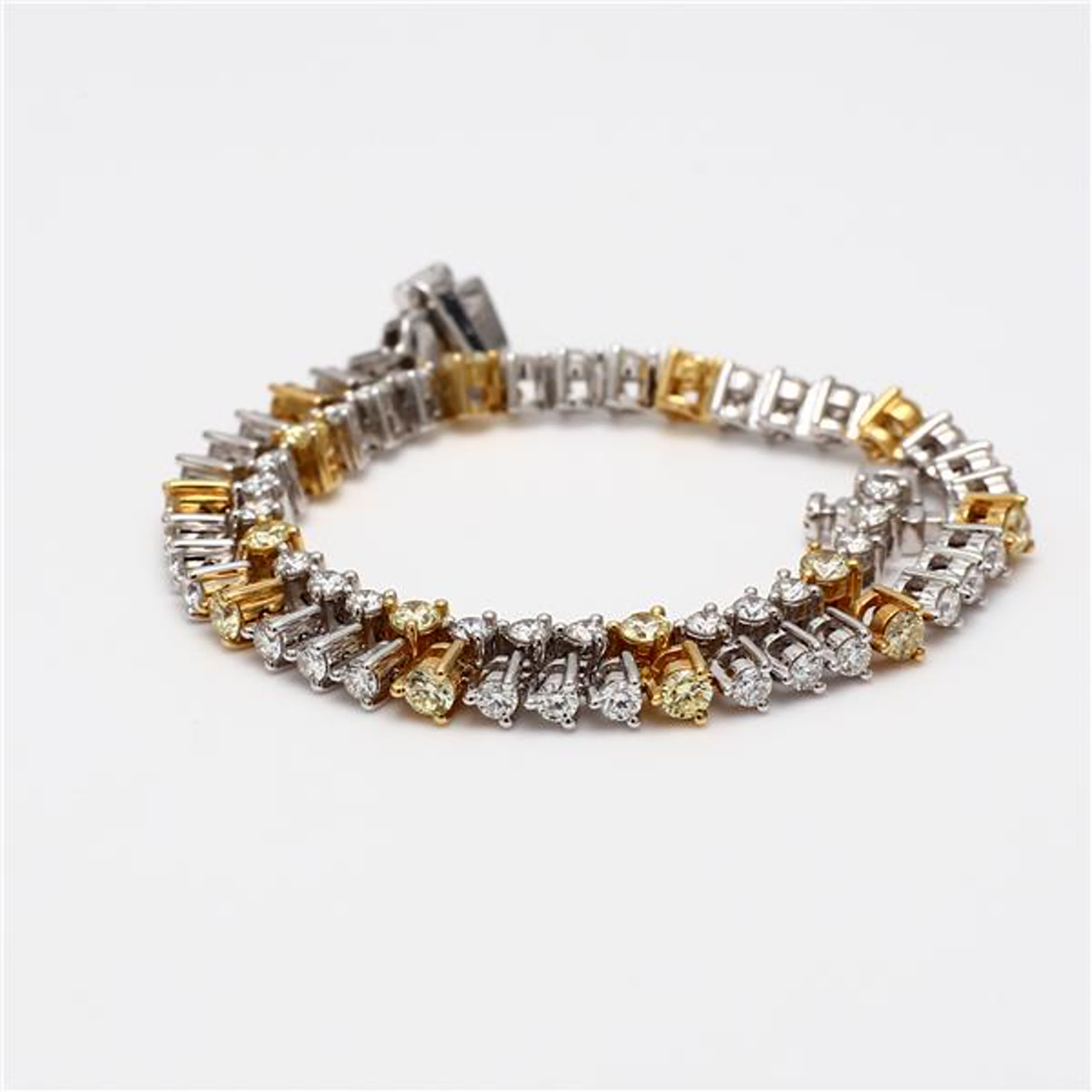 Natural Yellow Round and White Diamond 2.36 Carat TW Gold Bracelet