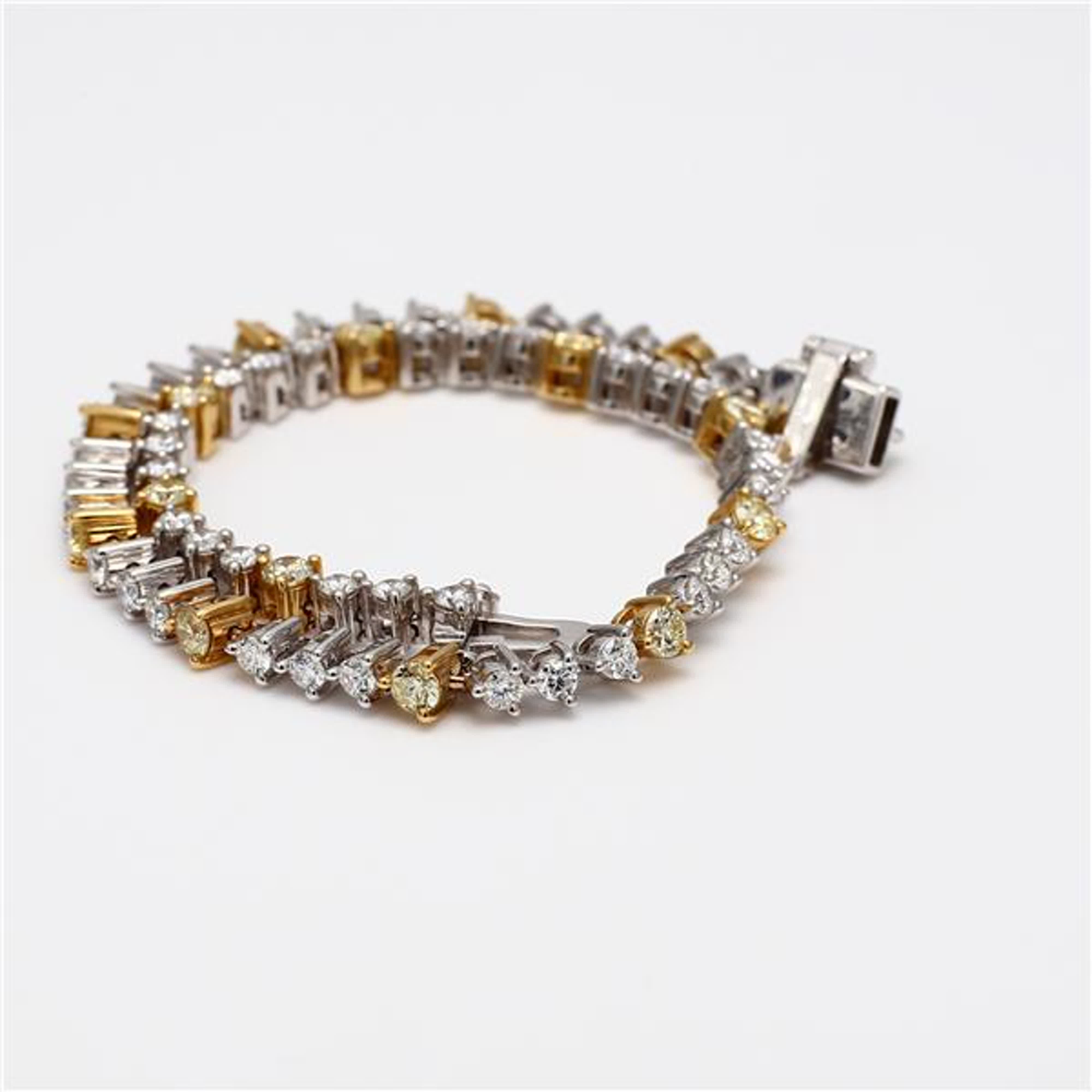 Natural Yellow Round and White Diamond 2.36 Carat TW Gold Bracelet
