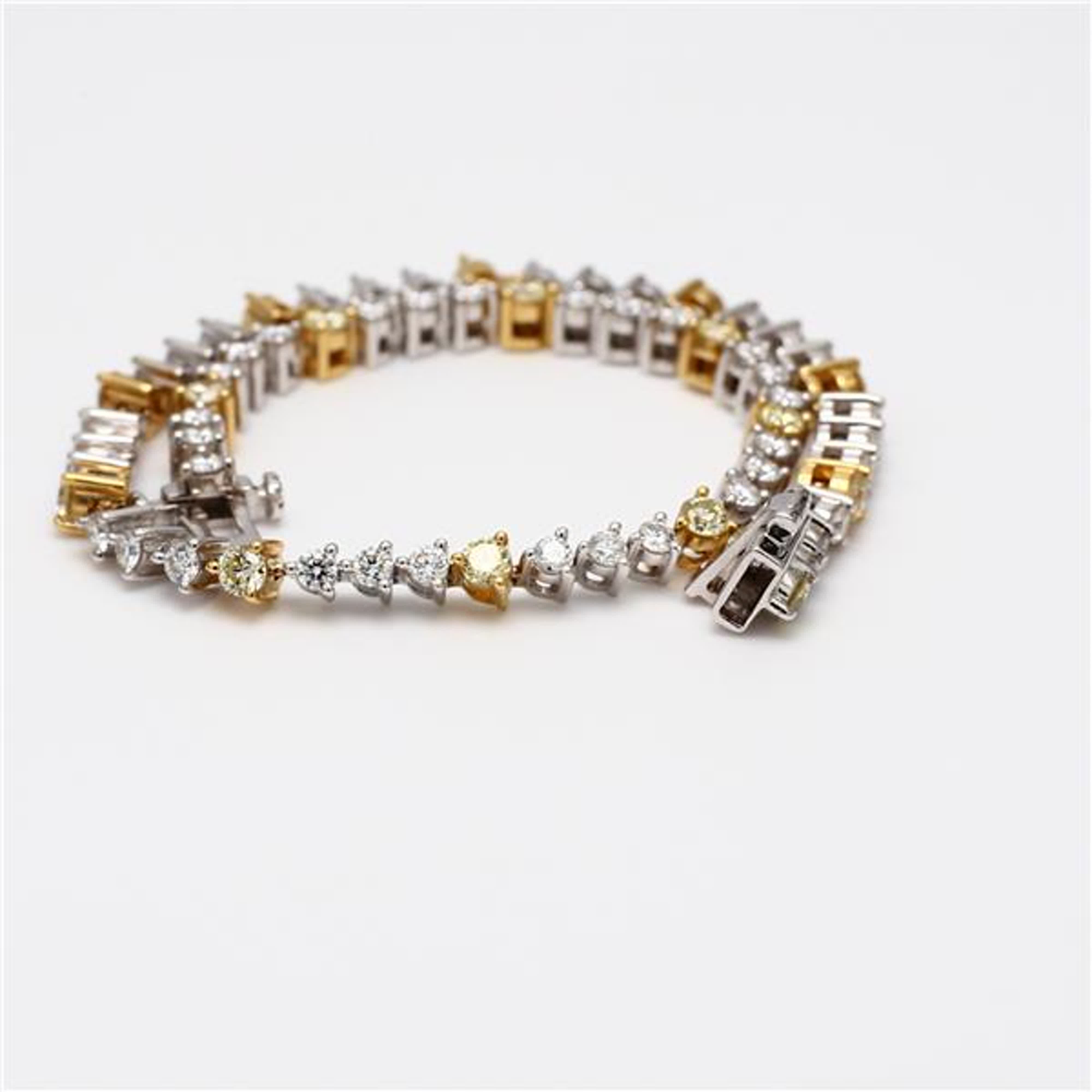 Natural Yellow Round and White Diamond 2.36 Carat TW Gold Bracelet