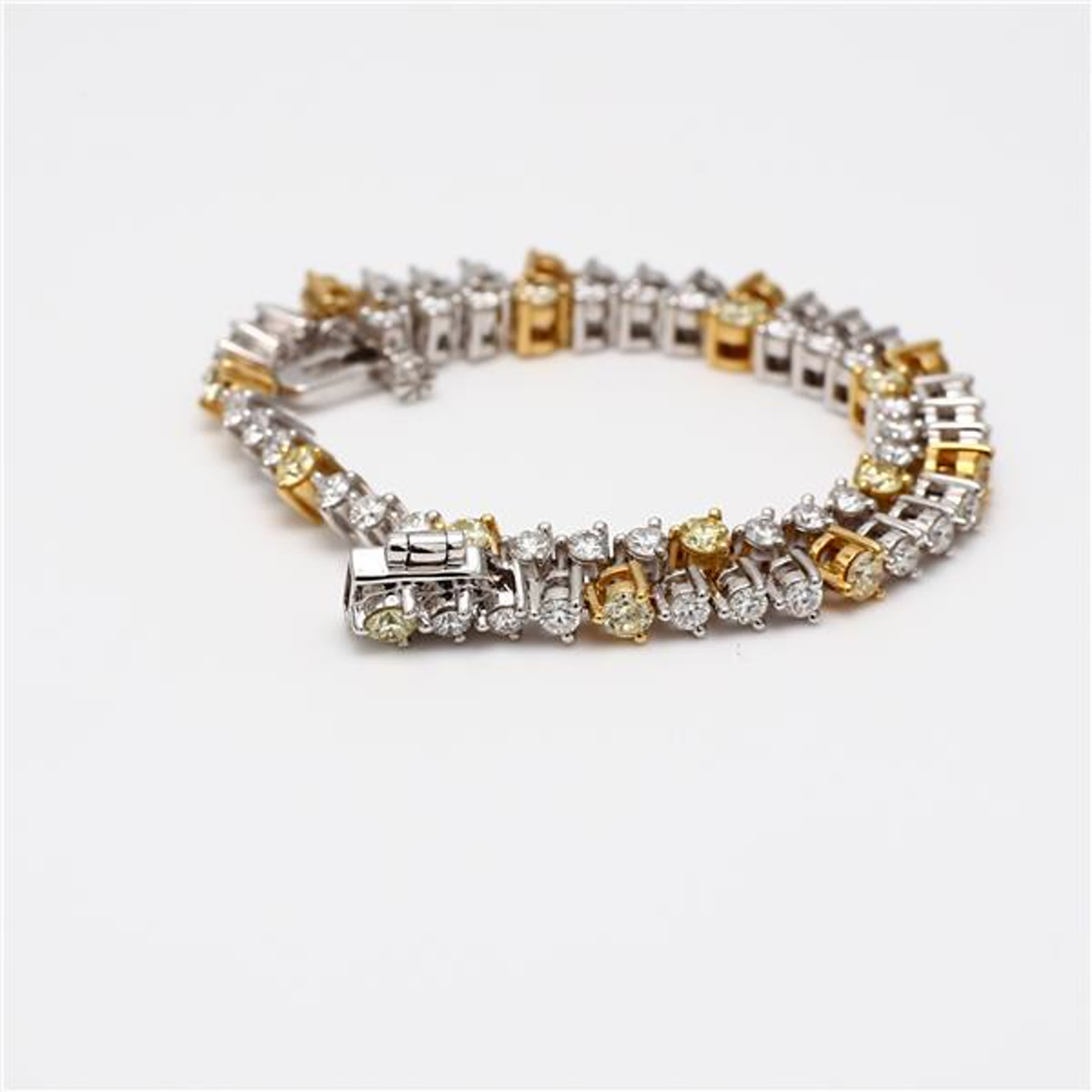 Natural Yellow Round and White Diamond 2.36 Carat TW Gold Bracelet