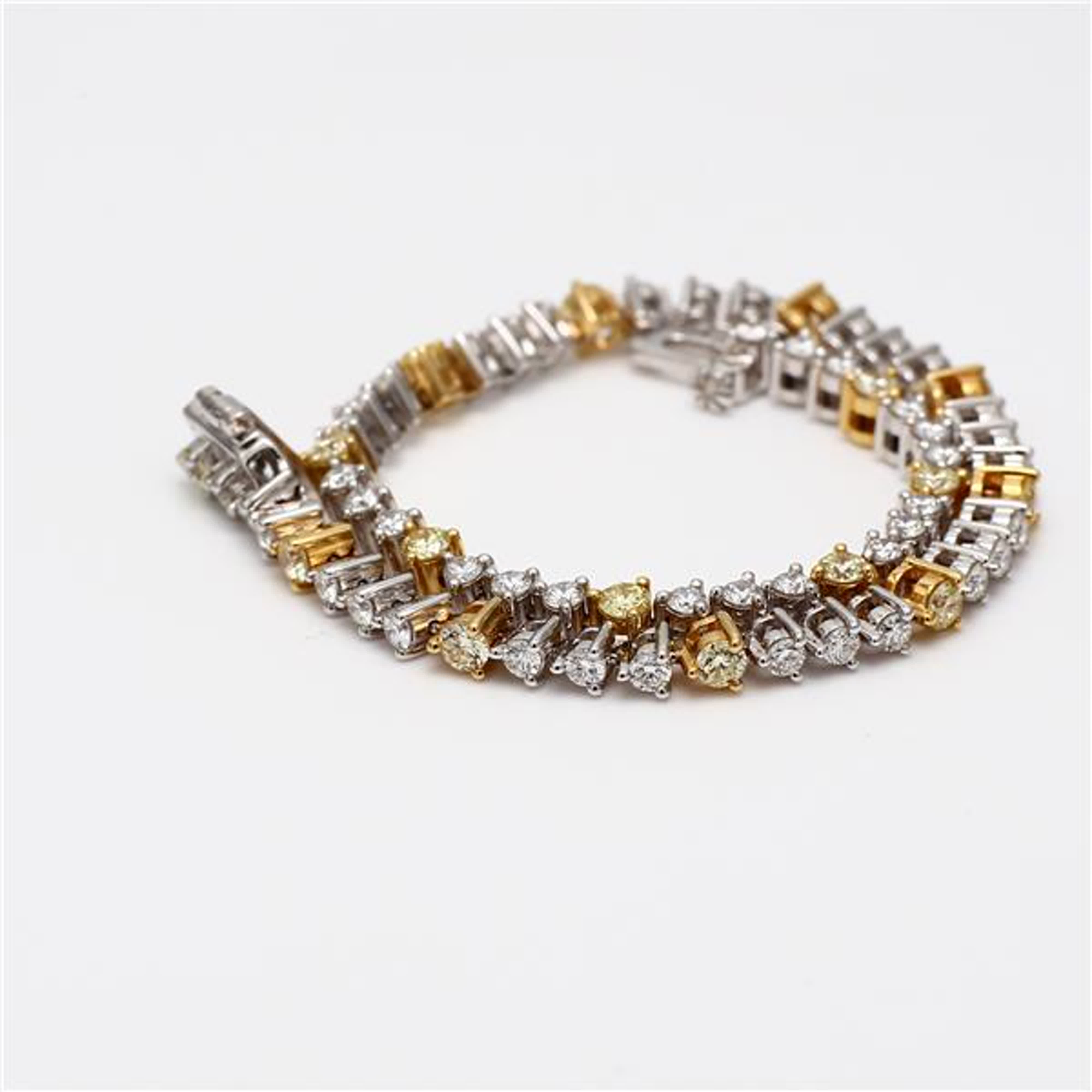 Natural Yellow Round and White Diamond 2.36 Carat TW Gold Bracelet