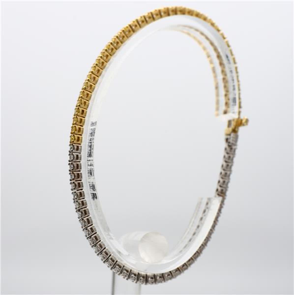 Natural Yellow Round and White Diamond 2.14 Carat TW Gold Bracelet