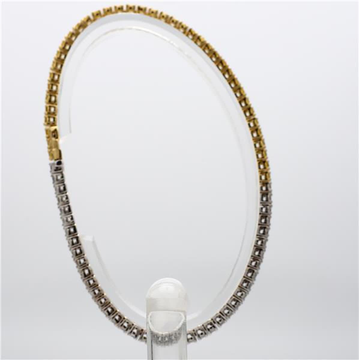 Natural Yellow Round and White Diamond 2.14 Carat TW Gold Bracelet