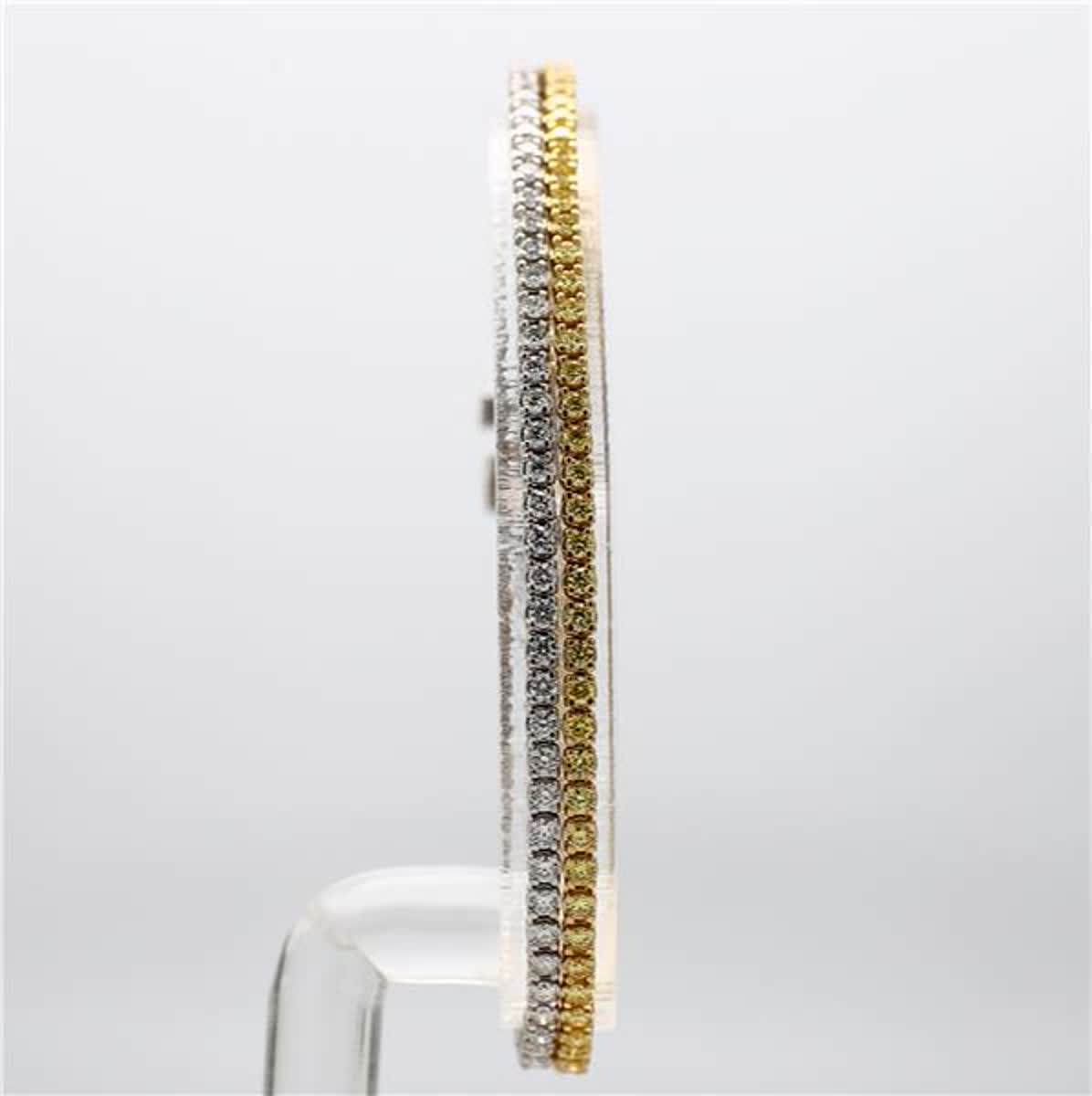 Natural Yellow Round and White Diamond 3.89 Carat TW Gold Bracelet
