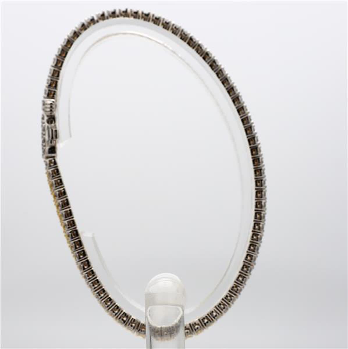 Natural Yellow Round and White Diamond 3.89 Carat TW Gold Bracelet