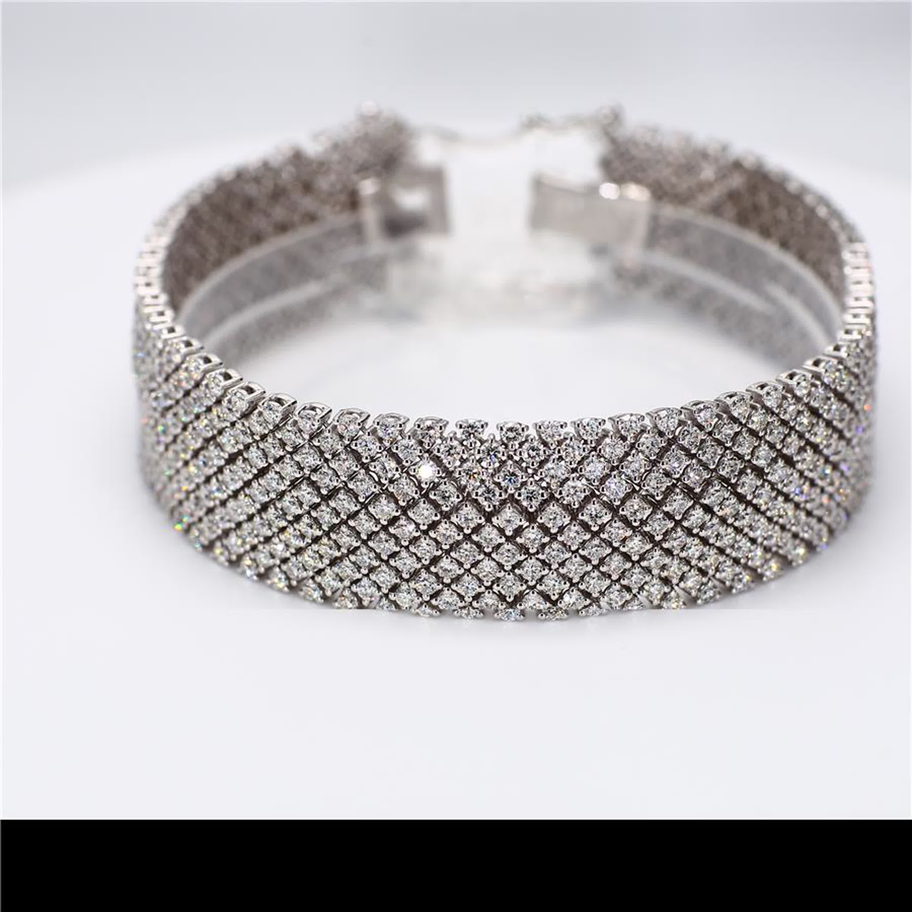Natural White Round Diamond 15.00 Carat TW White Gold Bracelet