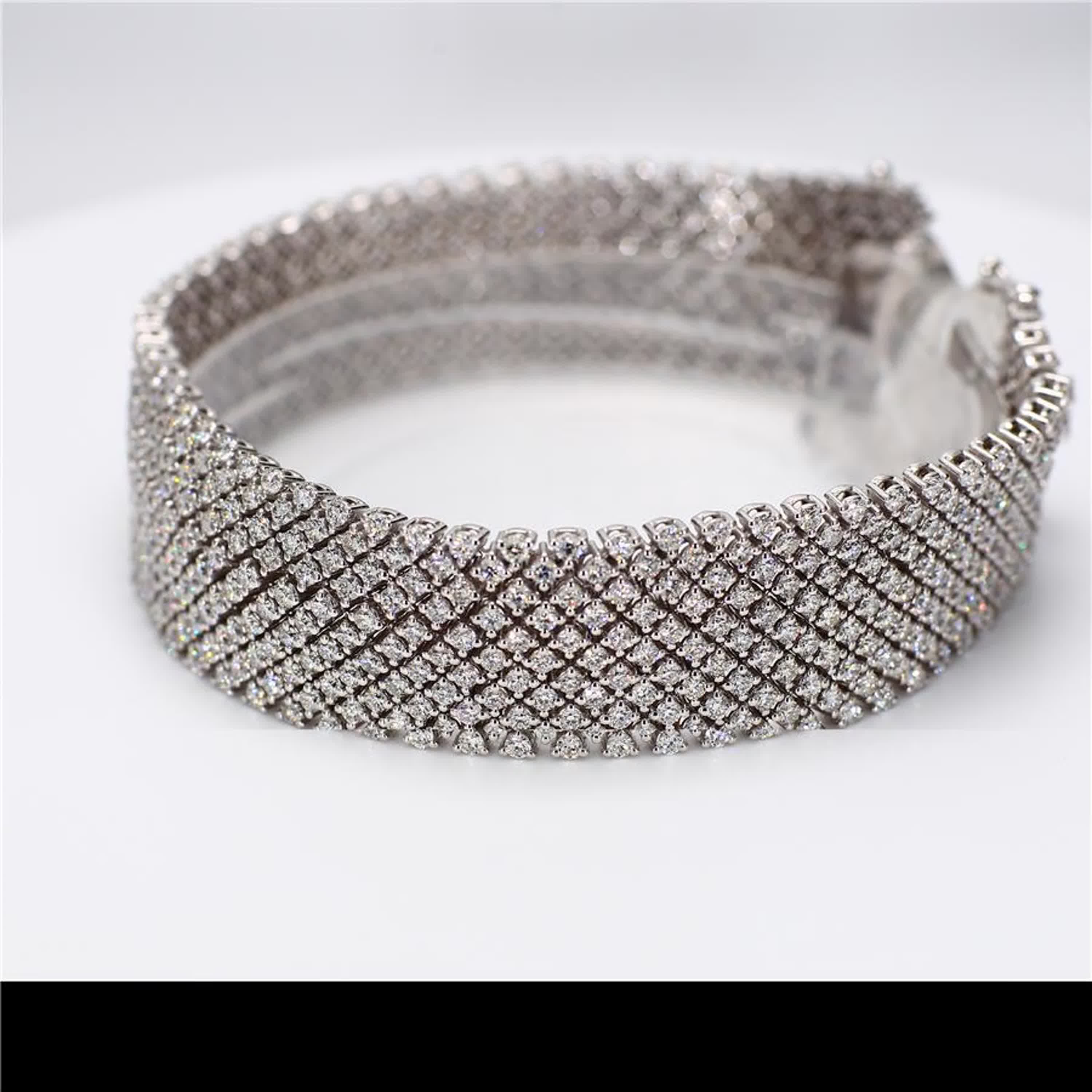 Natural White Round Diamond 15.00 Carat TW White Gold Bracelet