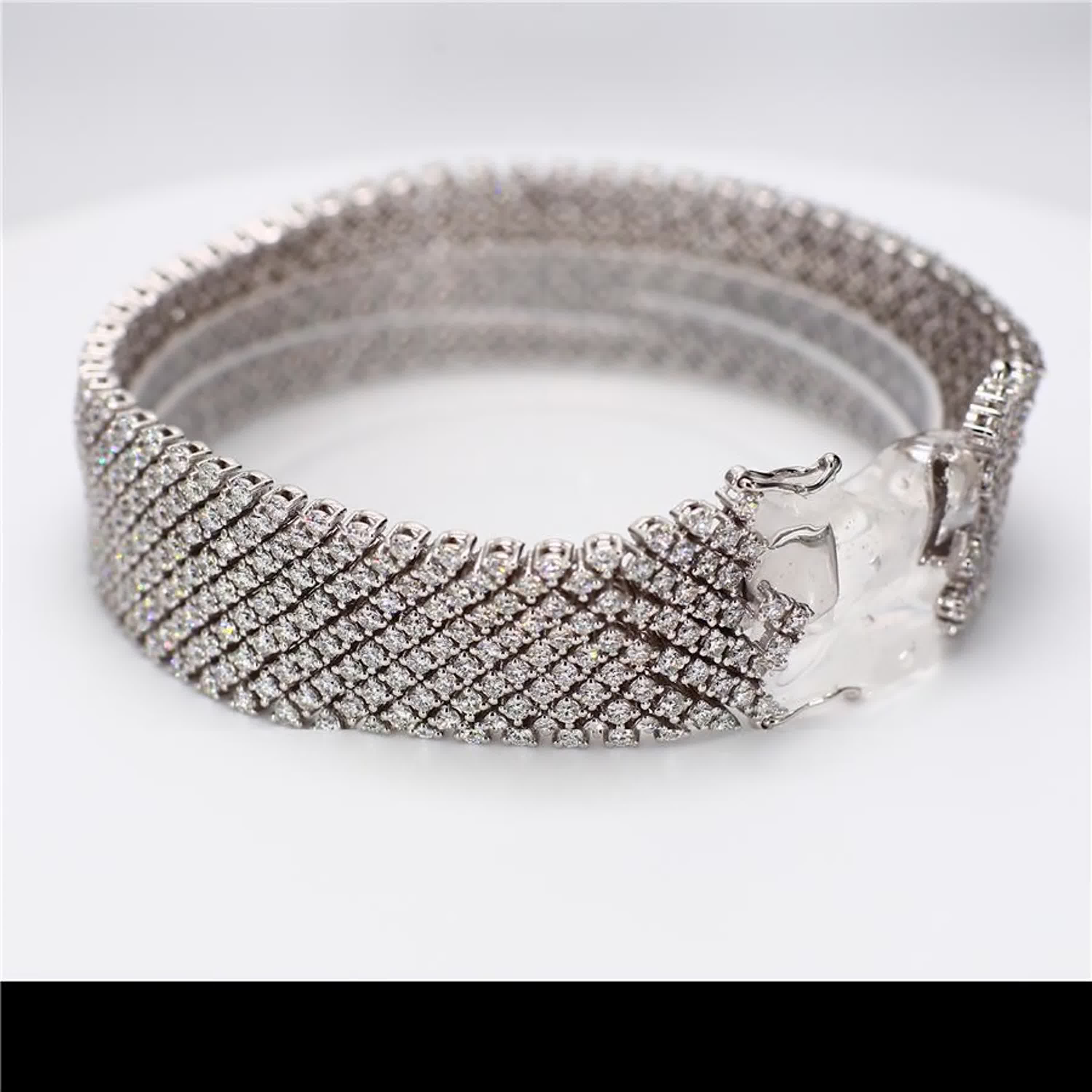 Natural White Round Diamond 15.00 Carat TW White Gold Bracelet