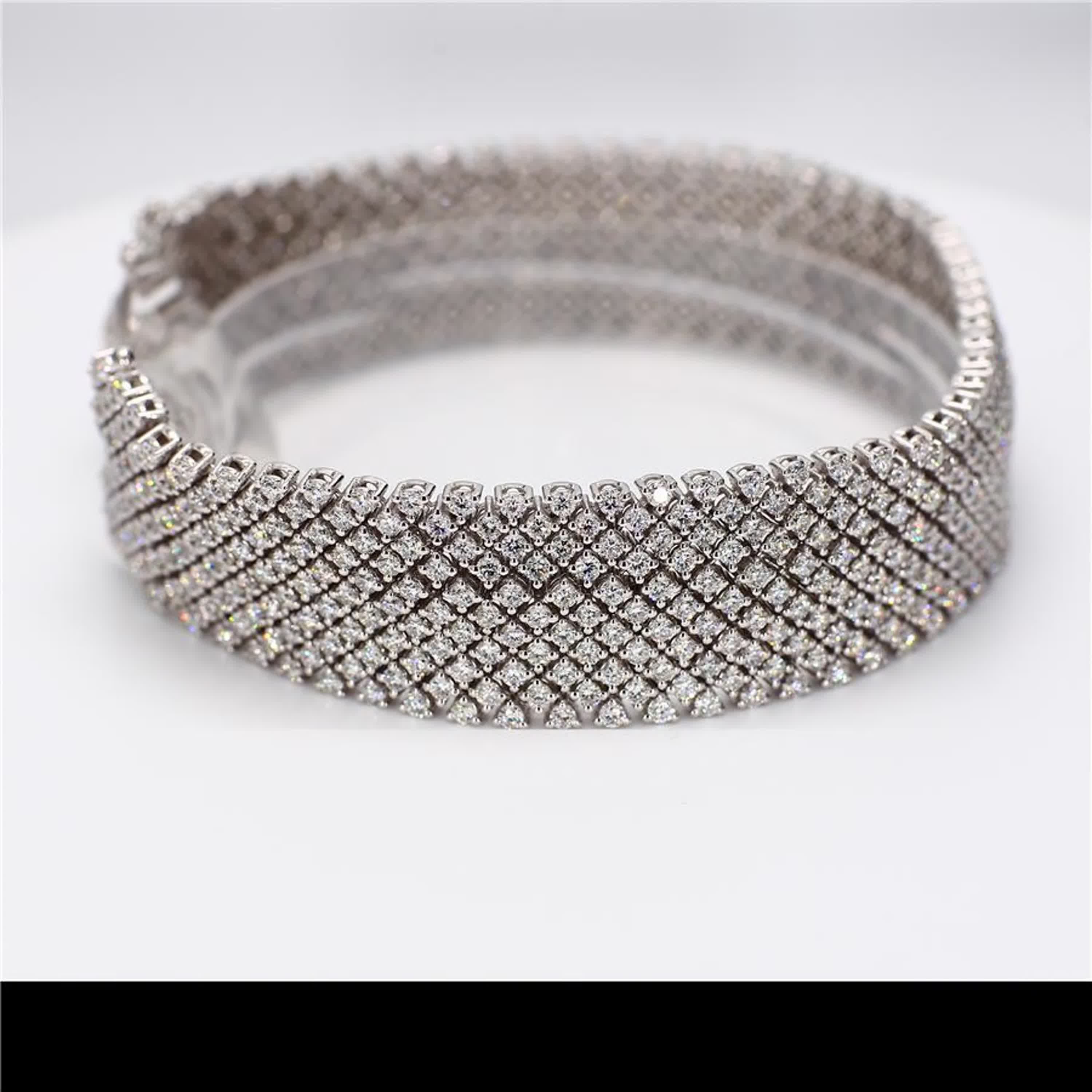 Natural White Round Diamond 15.00 Carat TW White Gold Bracelet