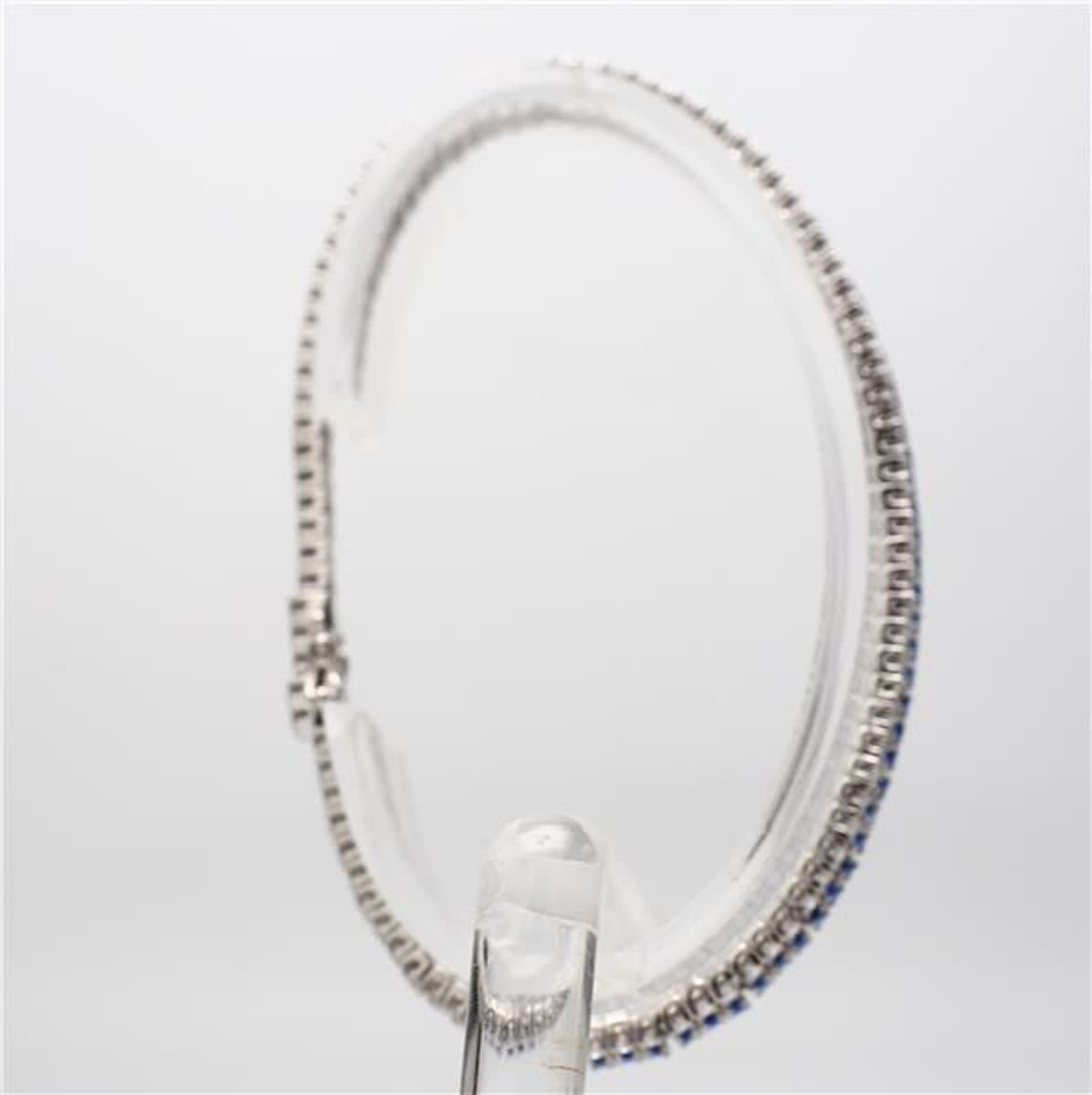 Natural Blue Round Sapphire and White Diamond 3.49 Carat TW White Gold Bracelet