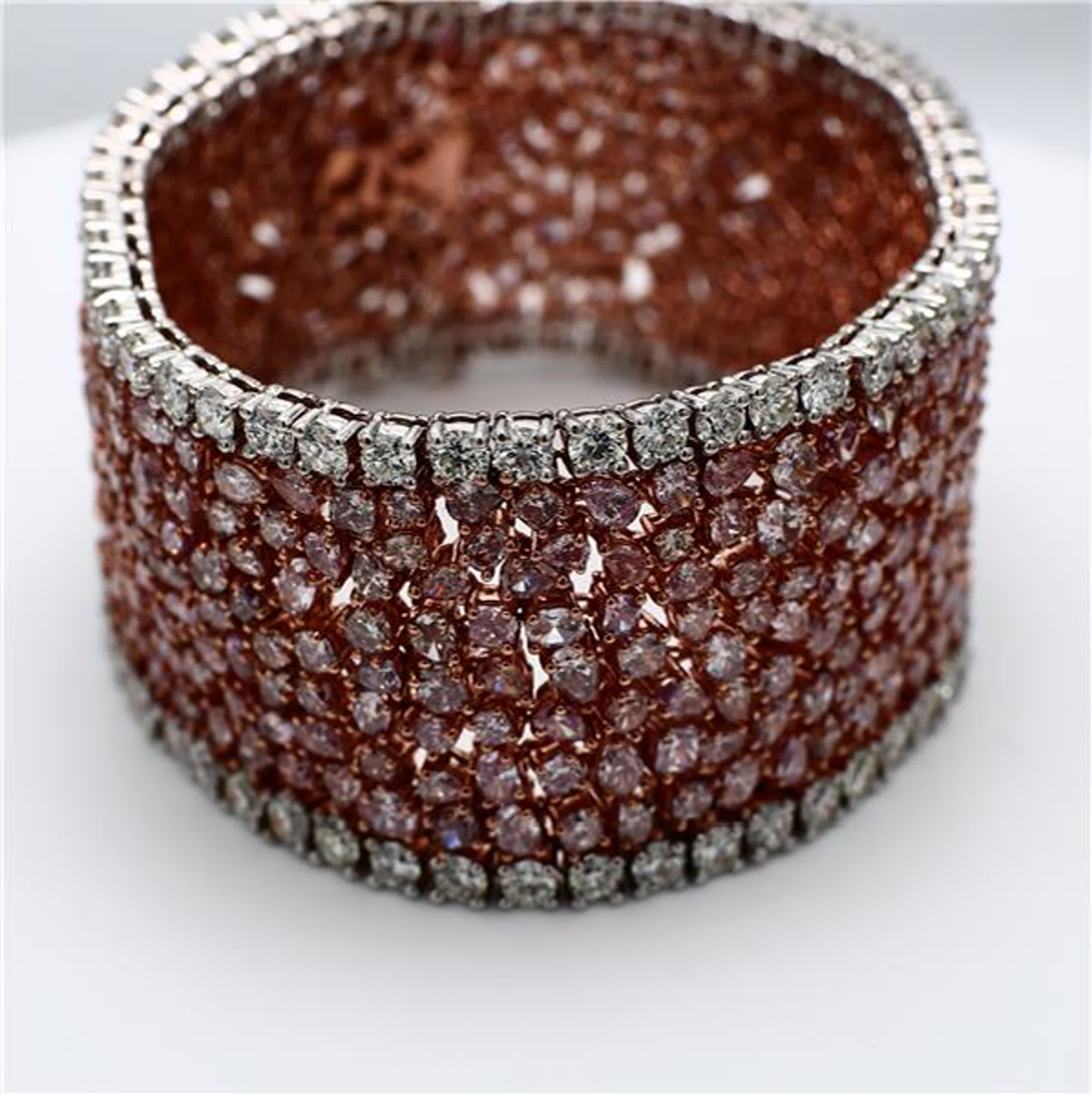 Natural Pink Mix and White Diamond 55.16 Carat TW Platinum Tennis Bracelet