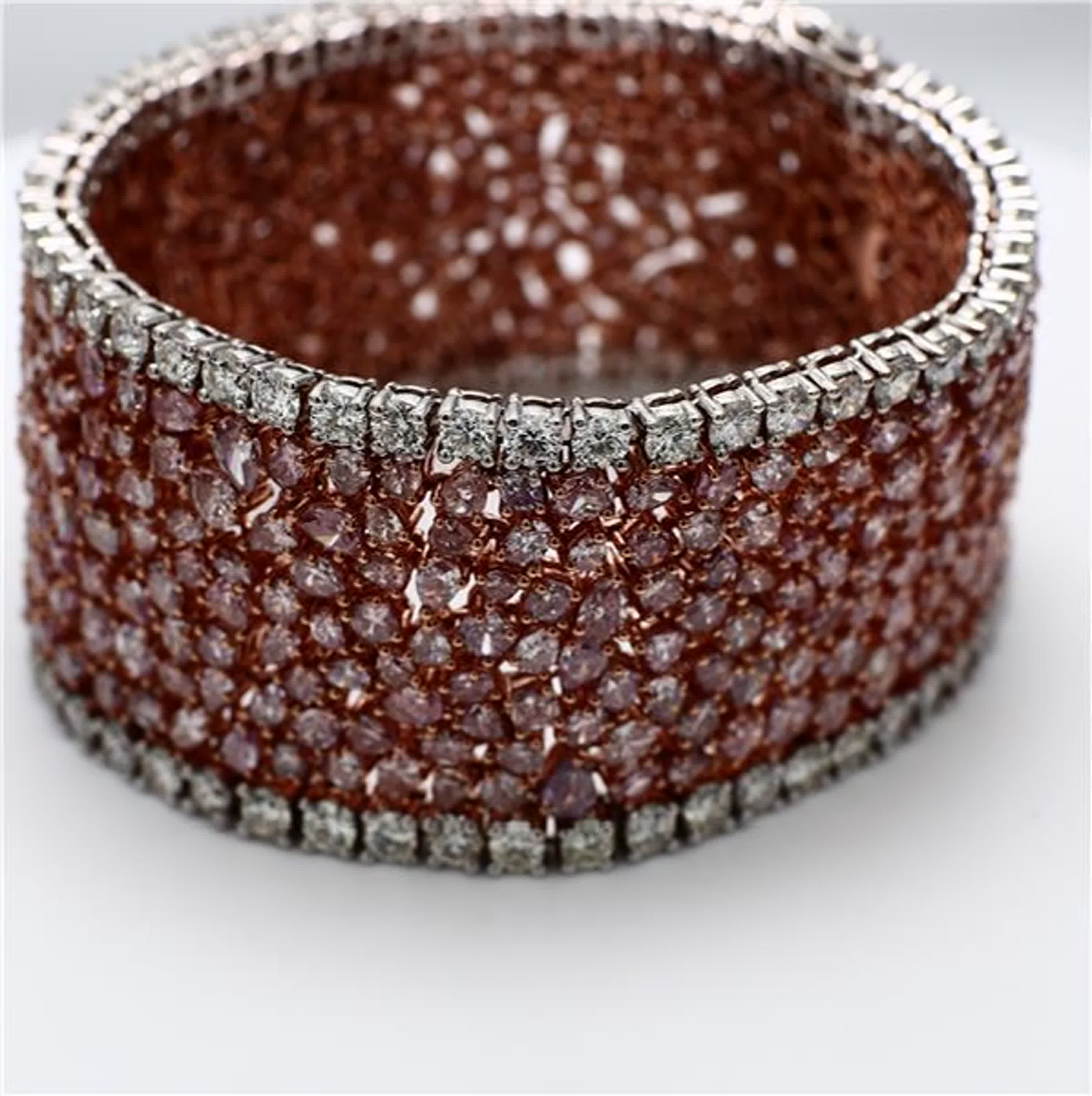 Natural Pink Mix and White Diamond 55.16 Carat TW Platinum Tennis Bracelet