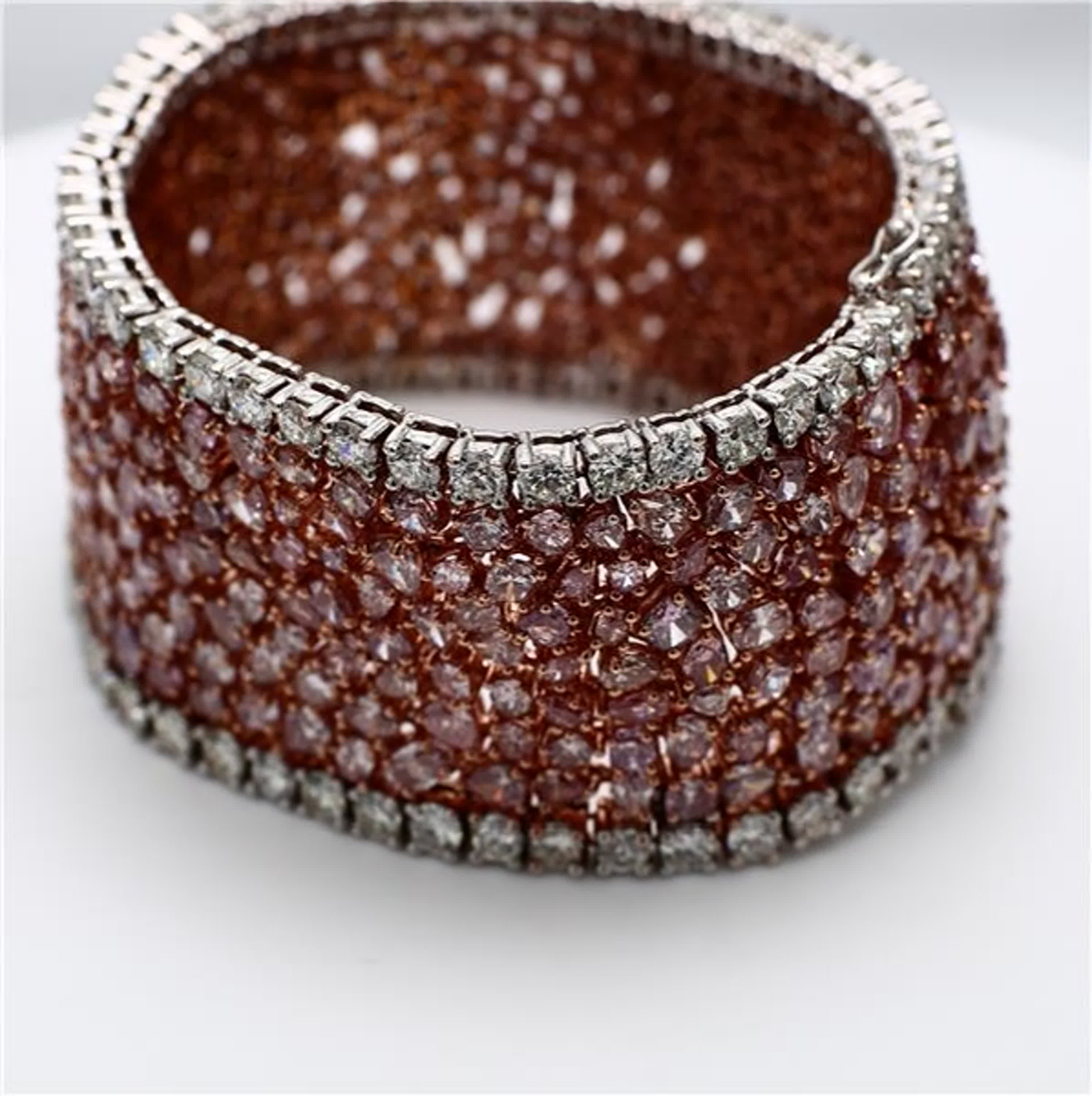 Natural Pink Mix and White Diamond 55.16 Carat TW Platinum Tennis Bracelet