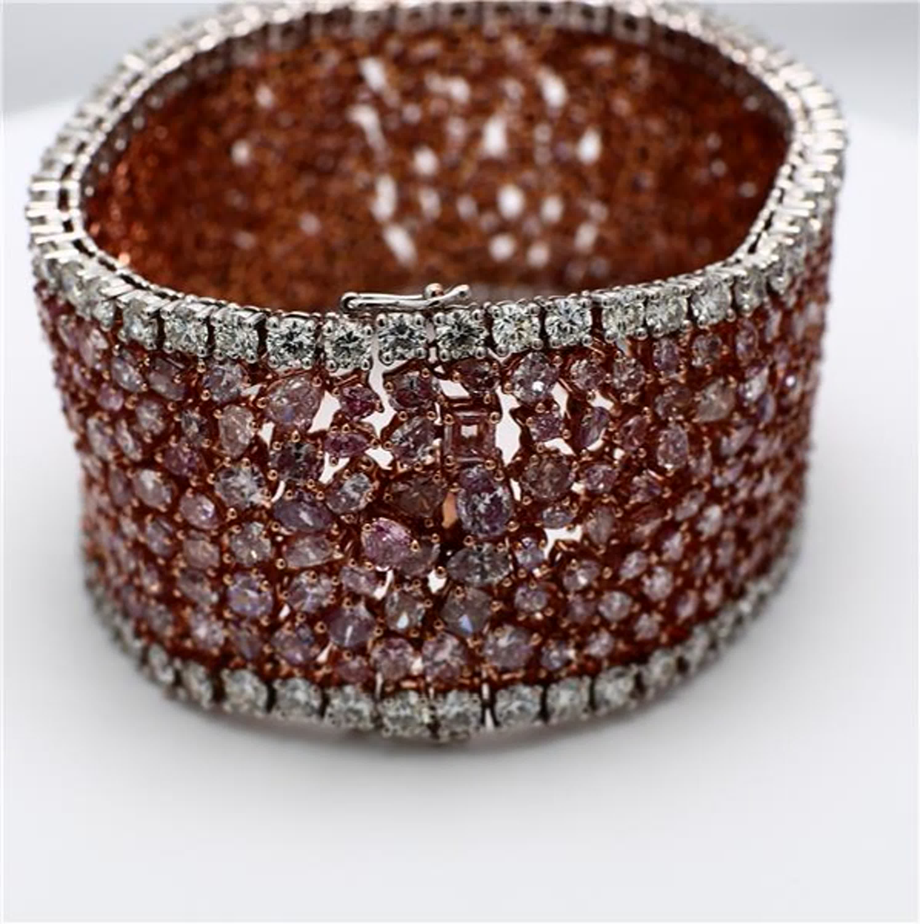 Natural Pink Mix and White Diamond 55.16 Carat TW Platinum Tennis Bracelet