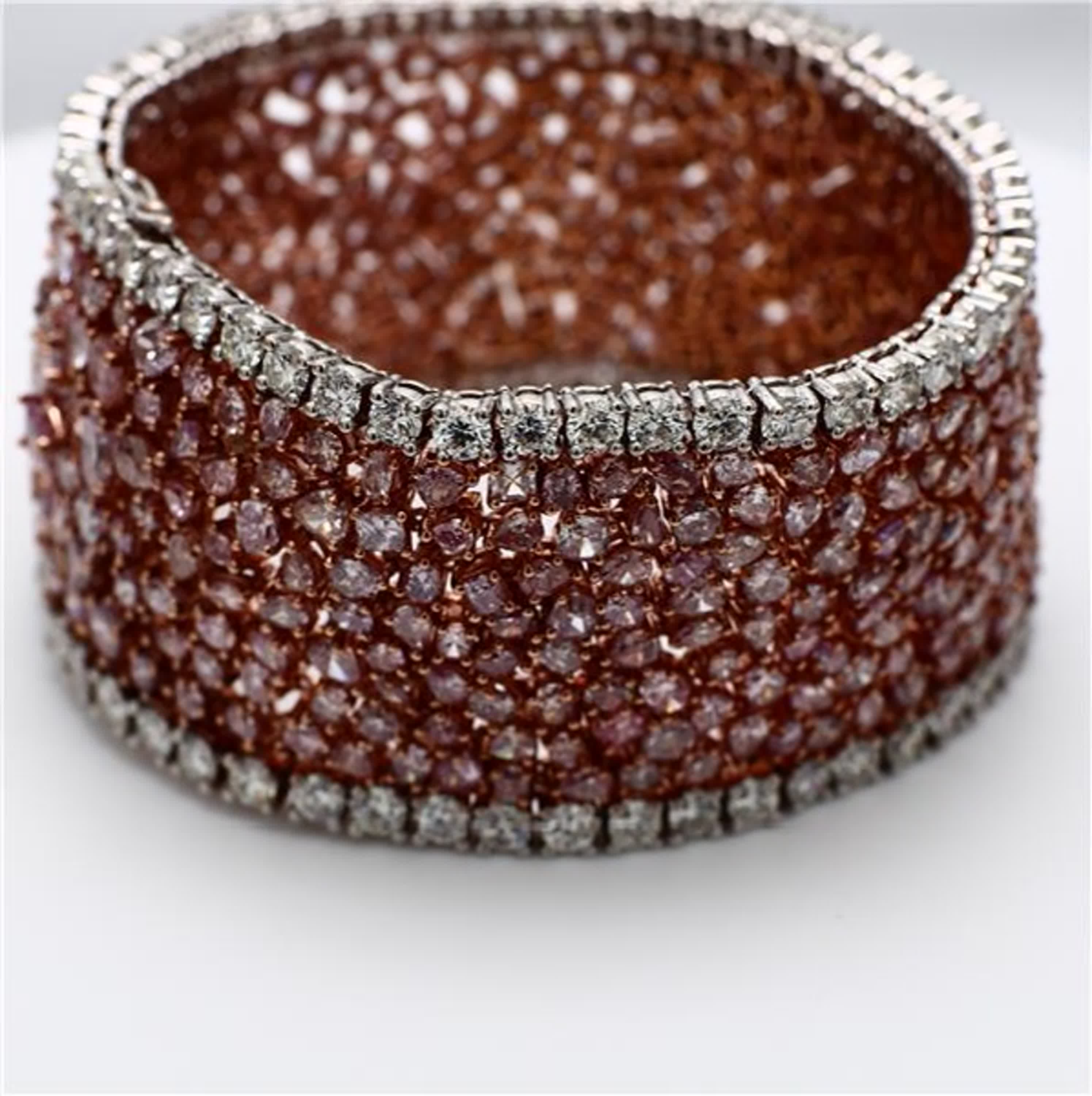 Natural Pink Mix and White Diamond 55.16 Carat TW Platinum Tennis Bracelet